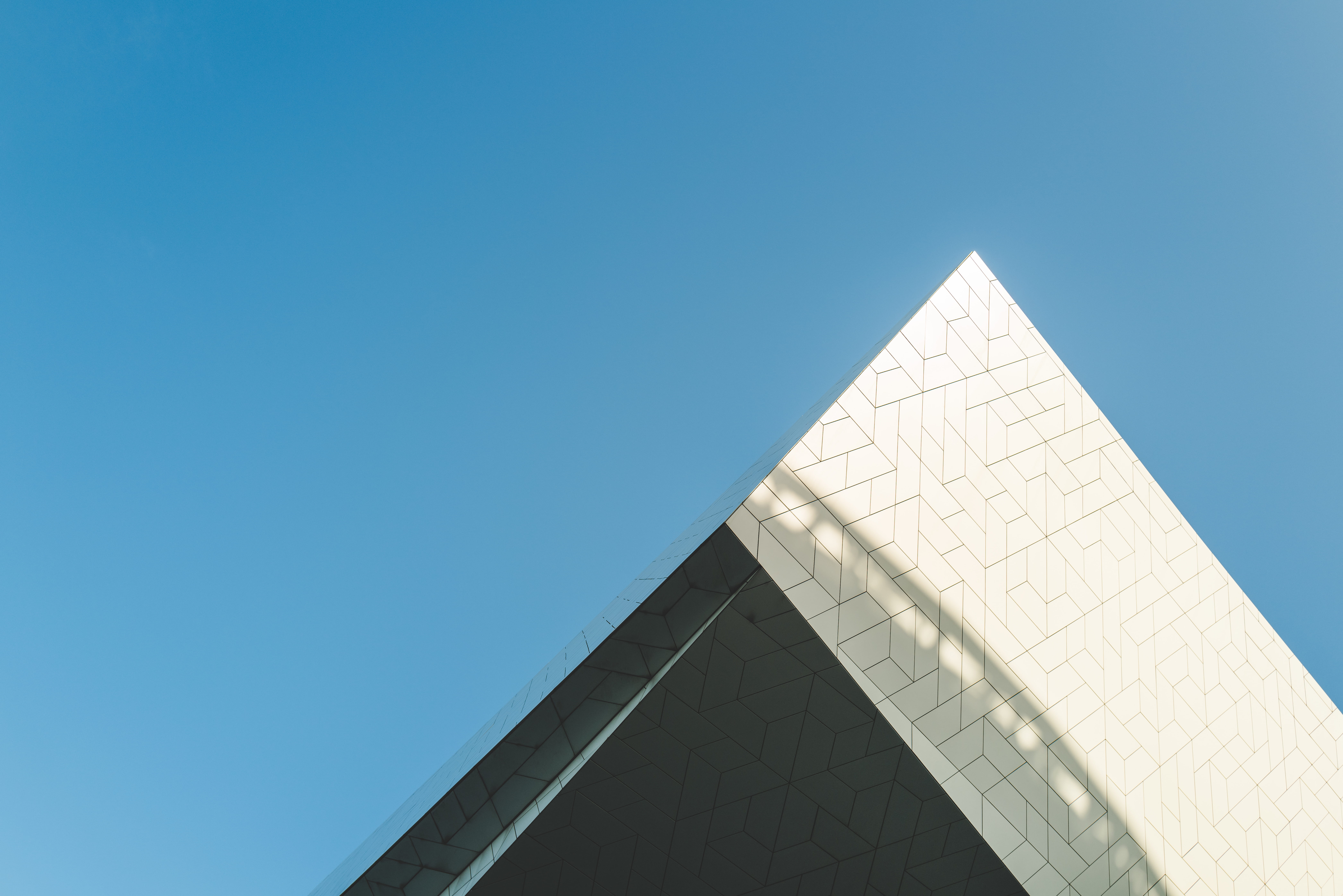 no people, day, ij, architecture, building, built structure, opera house, sky, abstract, cinema, pyramid, clear sky, copy space, geometric shape, eye, triangle shape, HD Wallpaper