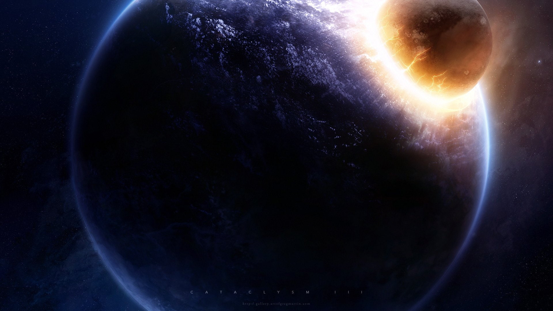 martin, planets, explosions, space, cataclysm, outer, stars, greg, 1080P, HD Wallpaper