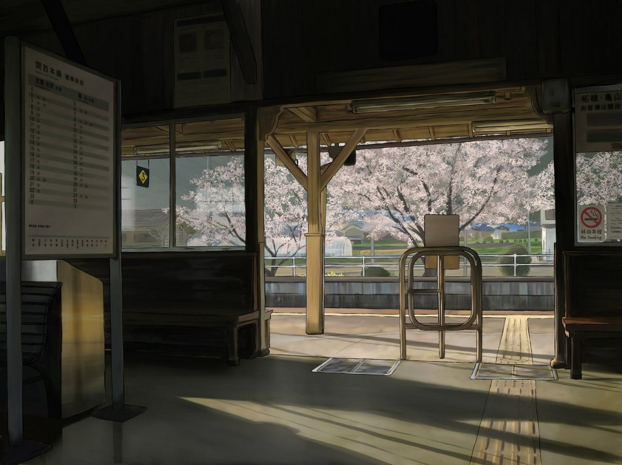 built structure, building, absence, train station, window, chair, furniture, 720P, entrance, no people, day, tree, plant, seat, glass - material, indoors, HD Wallpaper
