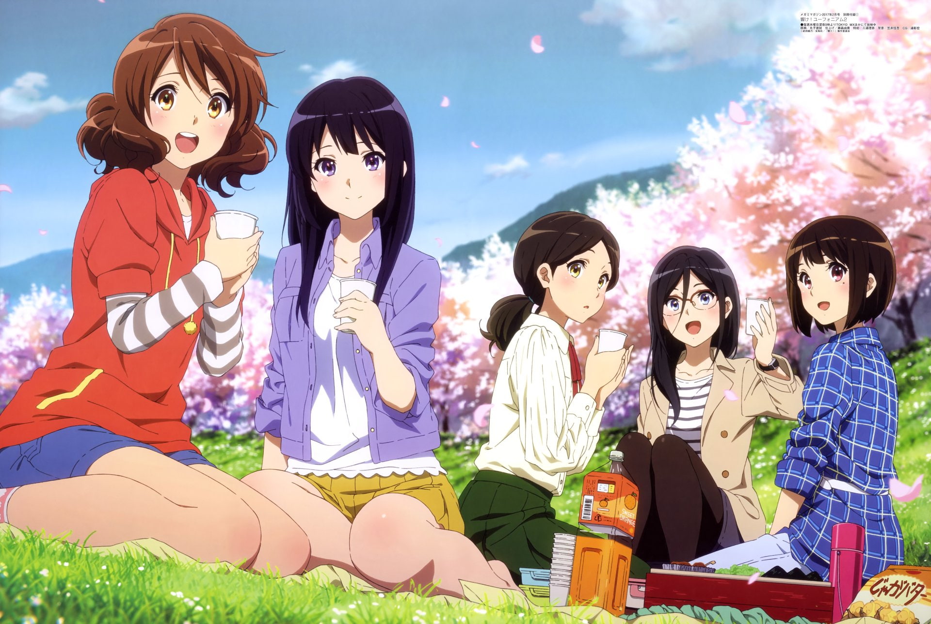Reina Kousaka, childhood, Haruka Ogasawara, friendship, emotion, child, family, smiling, adult, Anime, Asuka Tanaka, togetherness, looking at camera, people, HD Wallpaper
