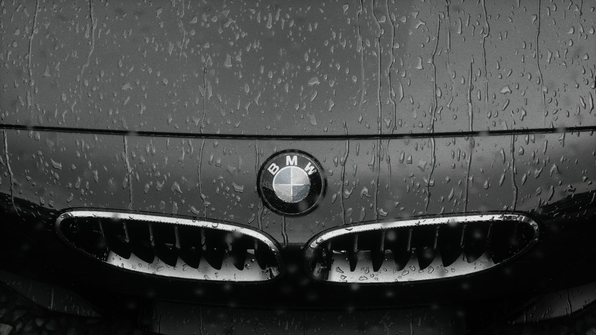 BMW, close-up, 1080P, full frame, water, reflection, mode of transportation, metal, indoors, motor vehicle, nature, water drops, land vehicle, wet, day, HD Wallpaper