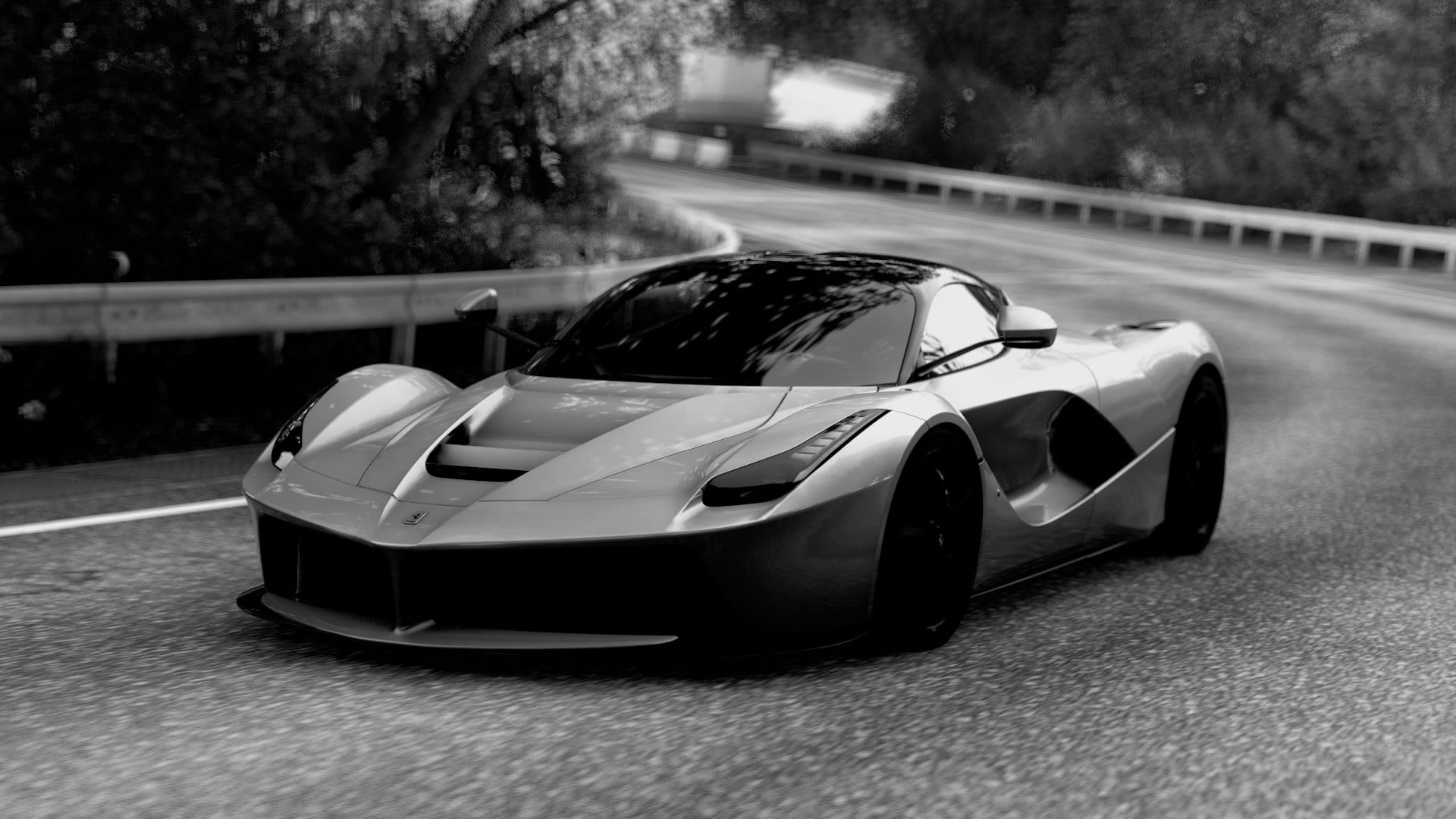 focus on foreground, Ferrari, Driveclub, mode of transportation, motion, architecture, outdoors, city, car, sports, transportation, road, tree, no people, HD Wallpaper