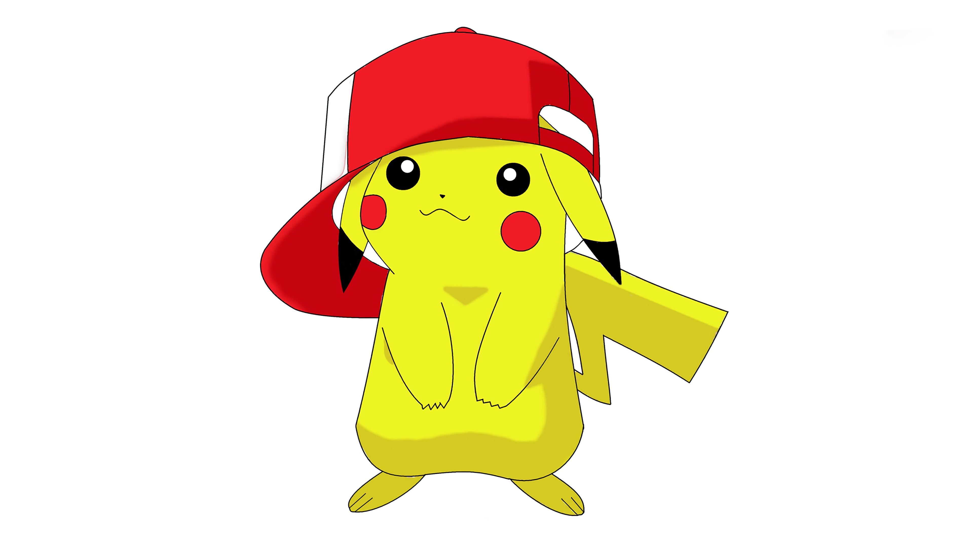 men, yellow, studio shot, male likeness, red, illustration, cap, anime, Pikachu, one person, smiling, cartoon, emotion, copy space, representation, wearing, HD Wallpaper