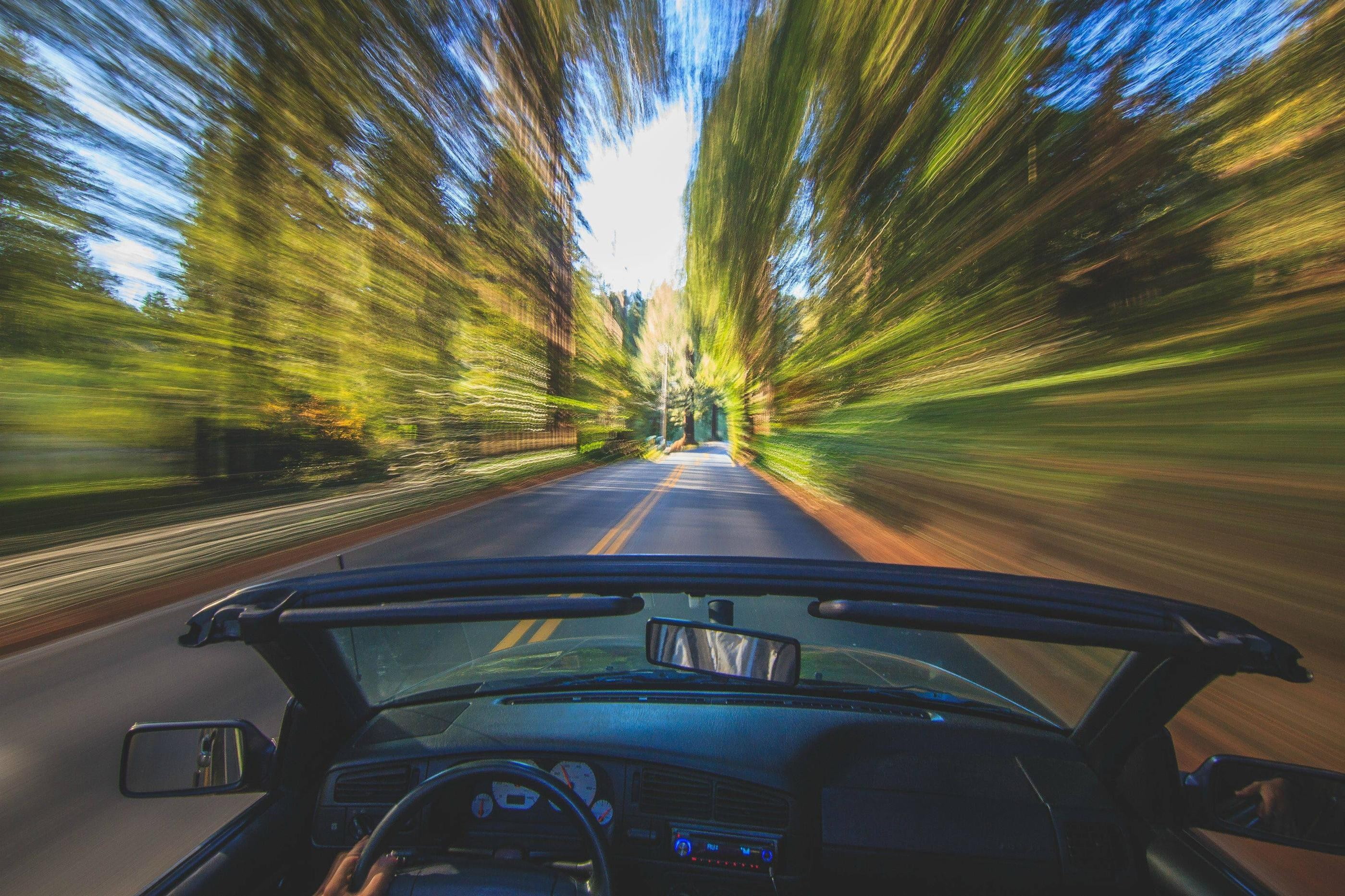 driving, 2K, forest, motion blur, HD Wallpaper