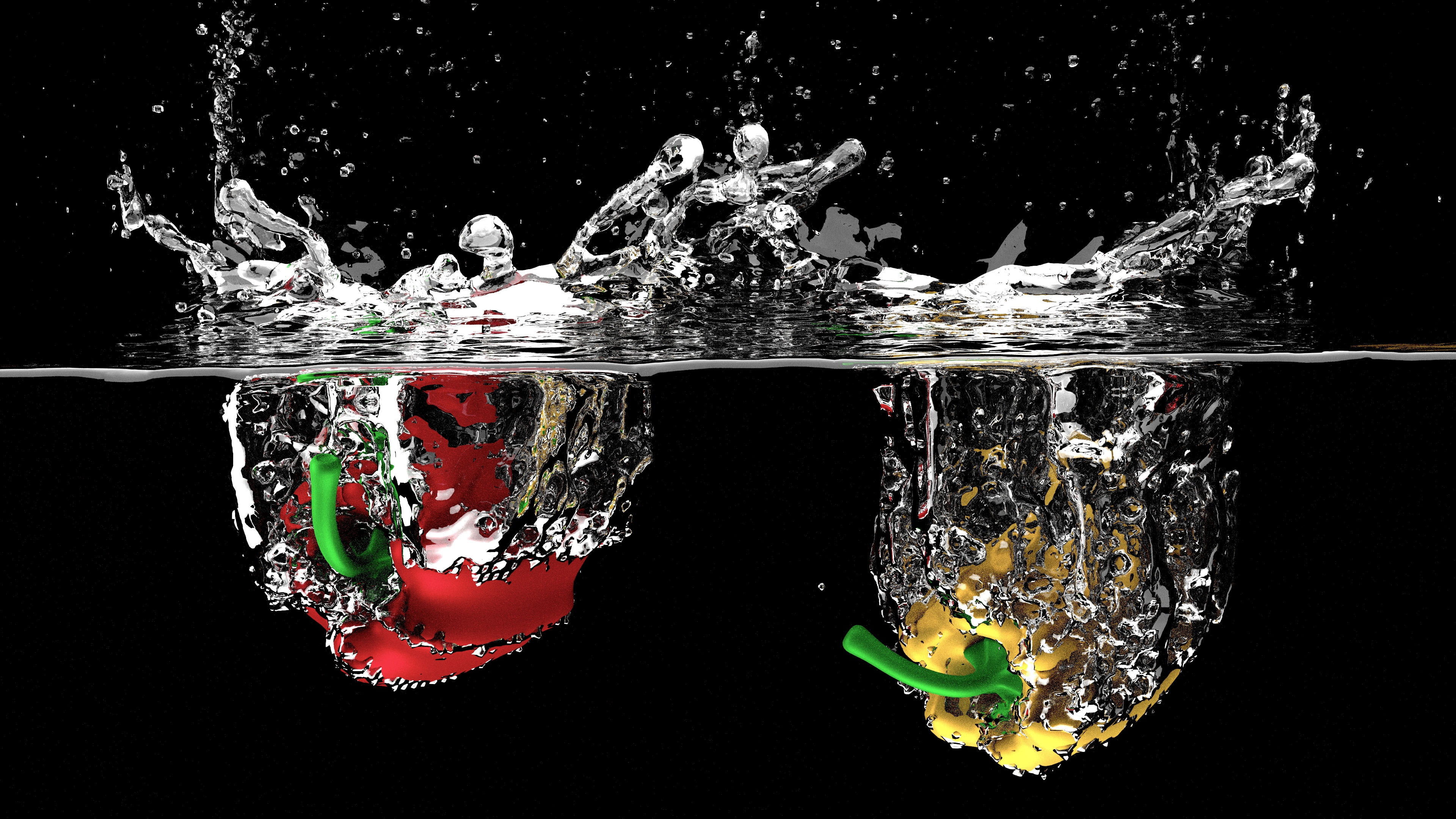 refreshment, studio shot, purity, high-speed photography, healthy, transparent, splash, movement, water, nature, no people, drop, splashing, fruit, impact, HD Wallpaper