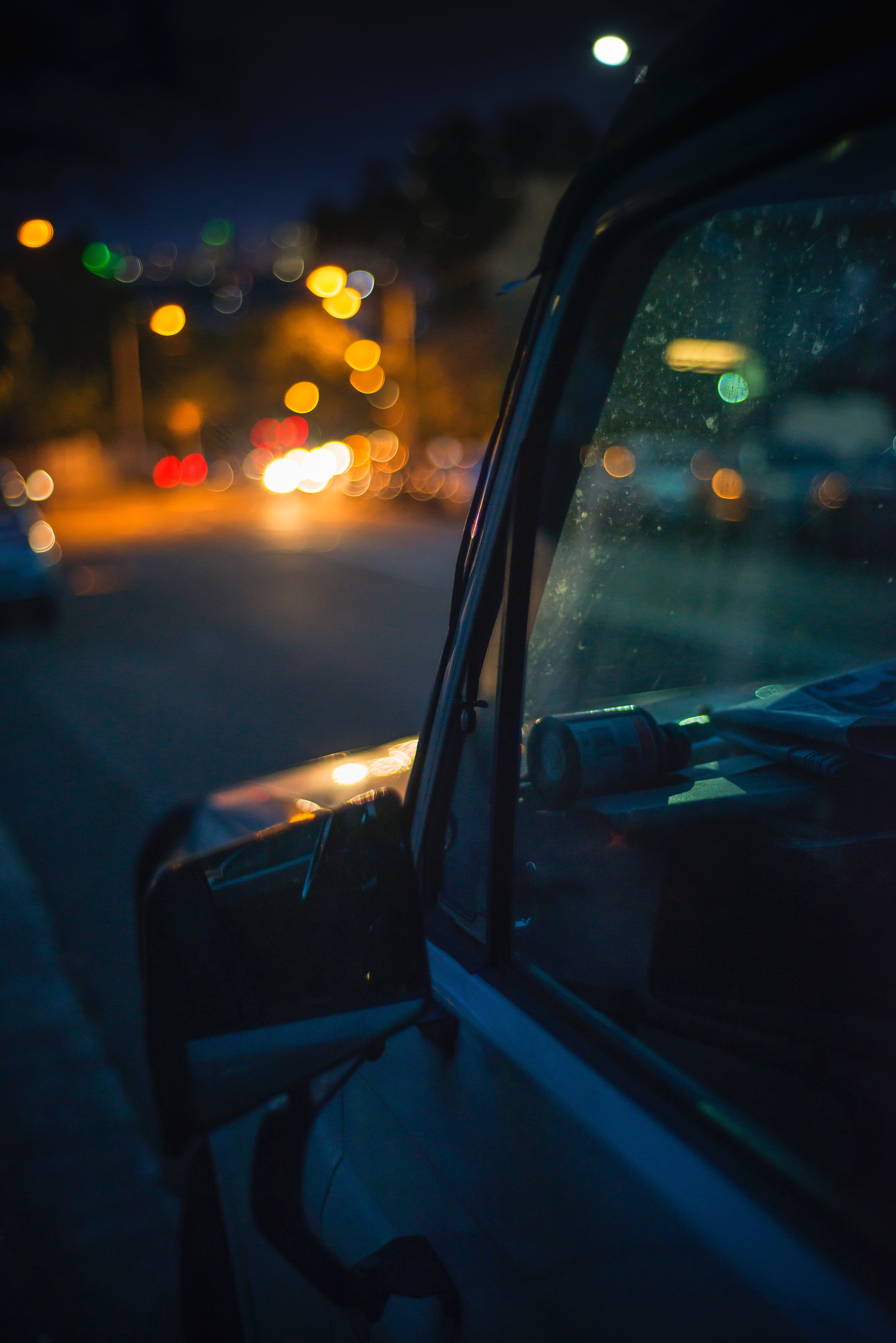 background, orange, light, 5K, motor vehicle, photography, road, rain, car, red, illuminated, white, vehicle interior, nature, street, land vehicle, city life, Phone HD Wallpaper