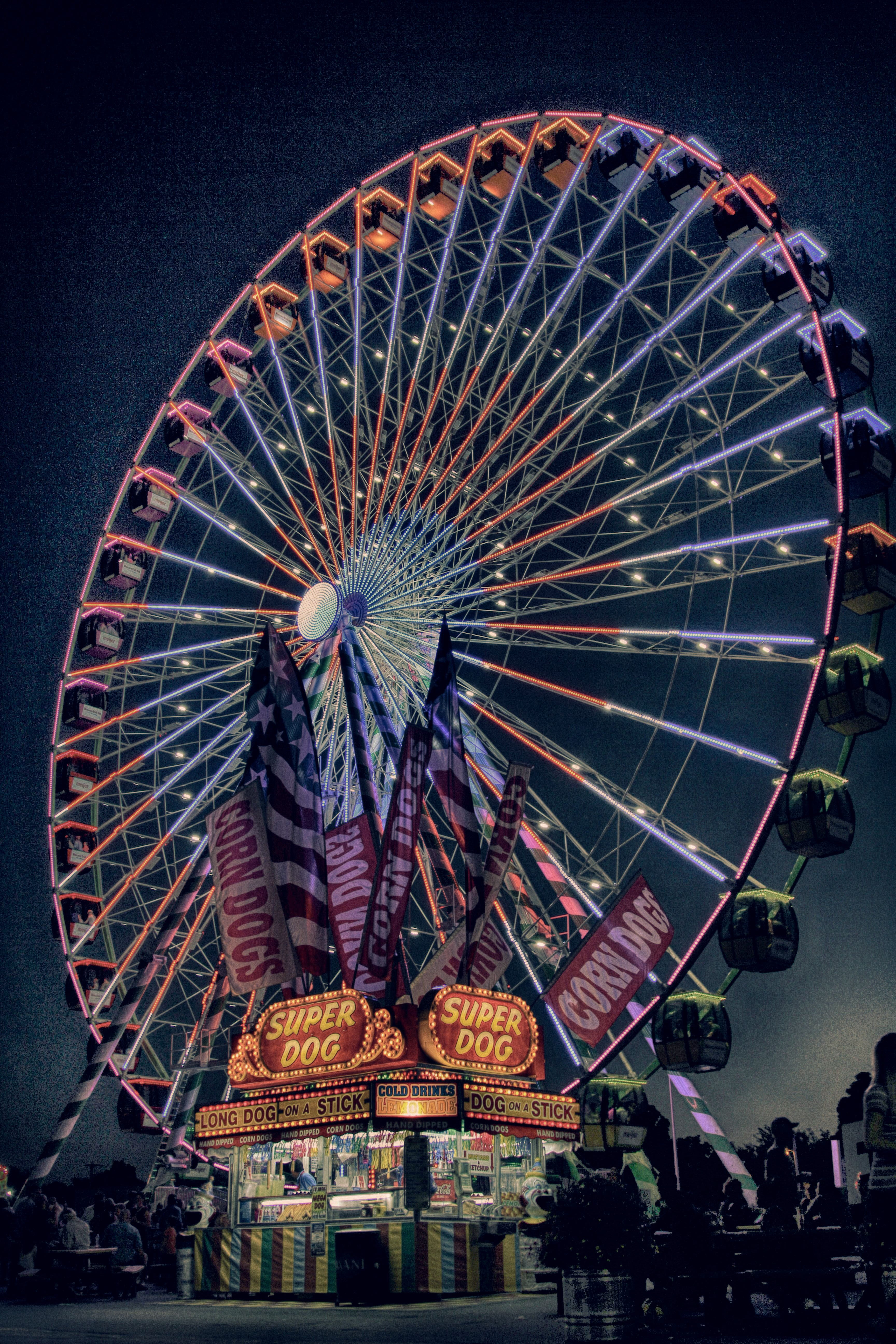 ferris wheel, fair, architecture, fun, low angle view, entertainment, carousel, building exterior, arts culture and entertainment, circle, giant wheel, Phone HD Wallpaper