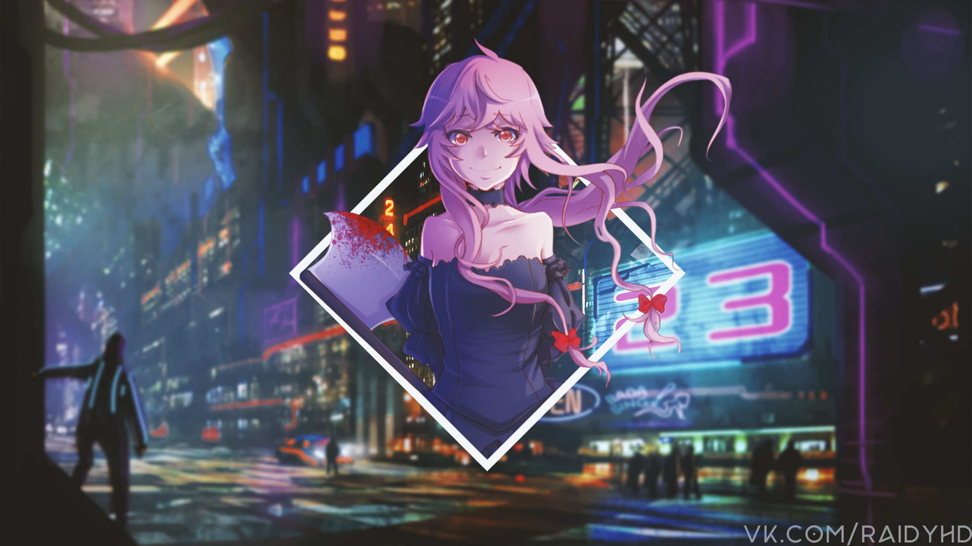 Mirai Nikki, anime girls, anime, picture-in-picture, 1080P, HD Wallpaper