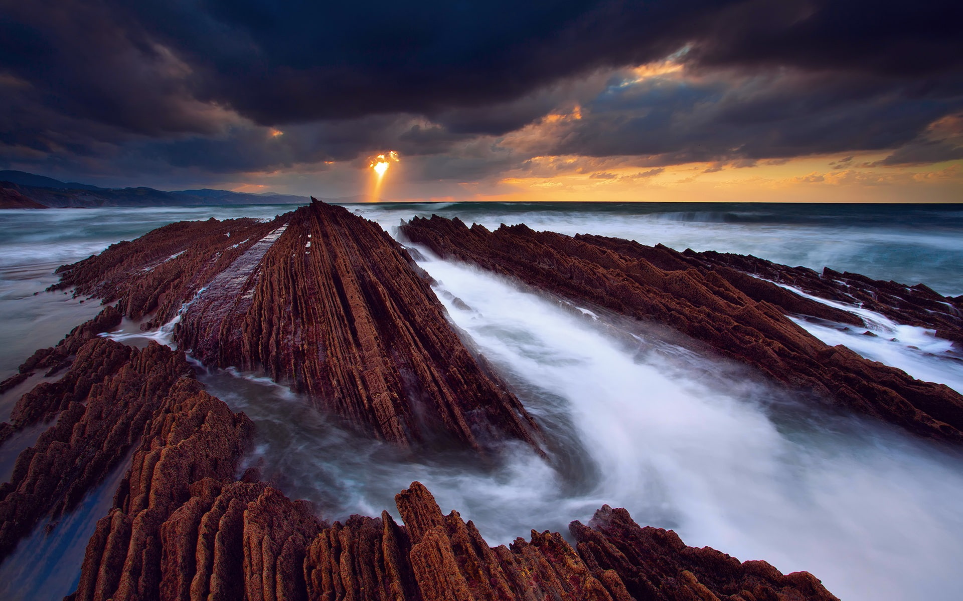 Ocean, Atlantic, Streams, Sky, Sea, 1080P, Rocks, Spain, Clouds, Water, HD Wallpaper