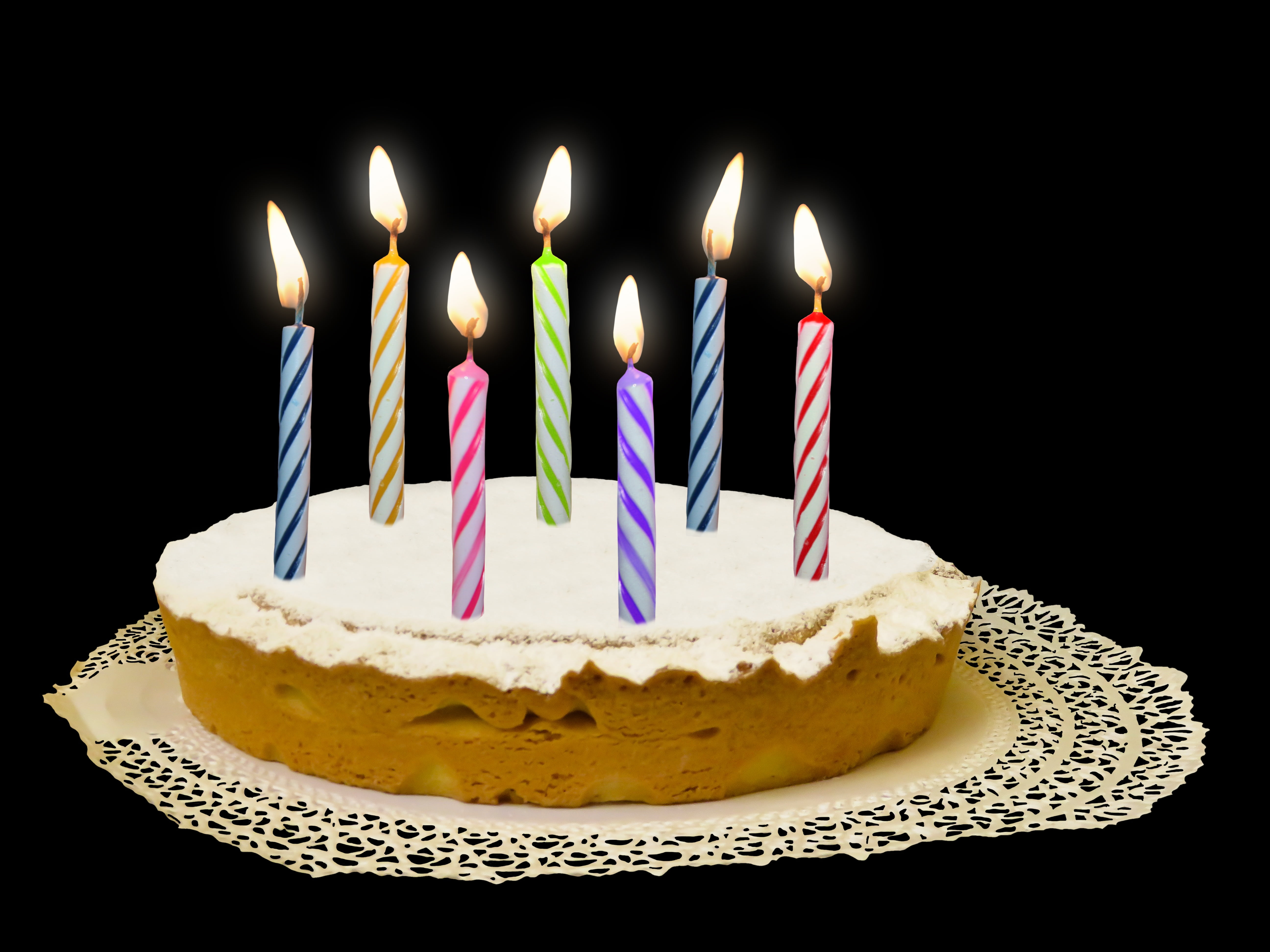 dark, event, emotions, celebration, birthday cake, round, eat, fire, burning, white, food, no people, baked, cake, flame, assorted, black background, dessert, HD Wallpaper
