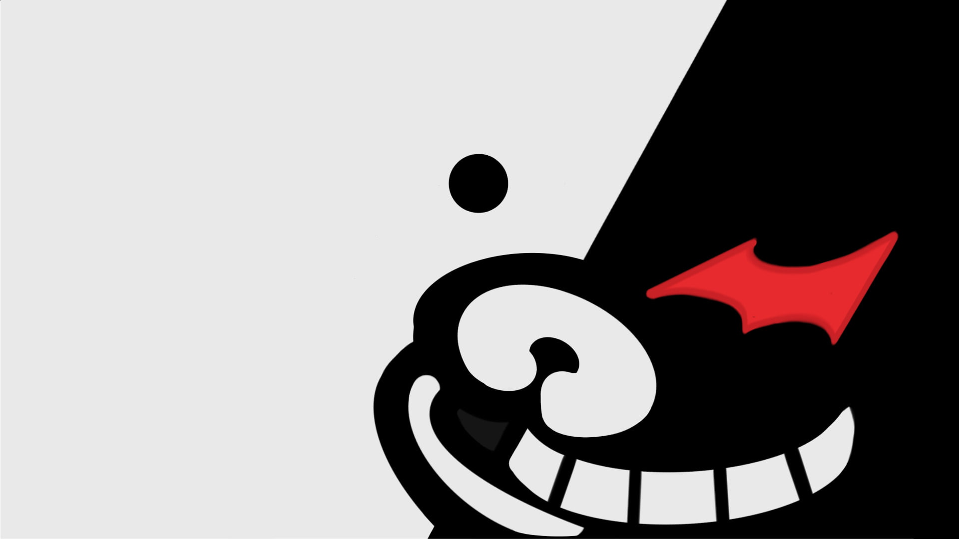 communication, art and craft, shape, red, Monokuma (Danganronpa), close-up, copy space, animal representation, technology, black color, cut out, no people, HD Wallpaper