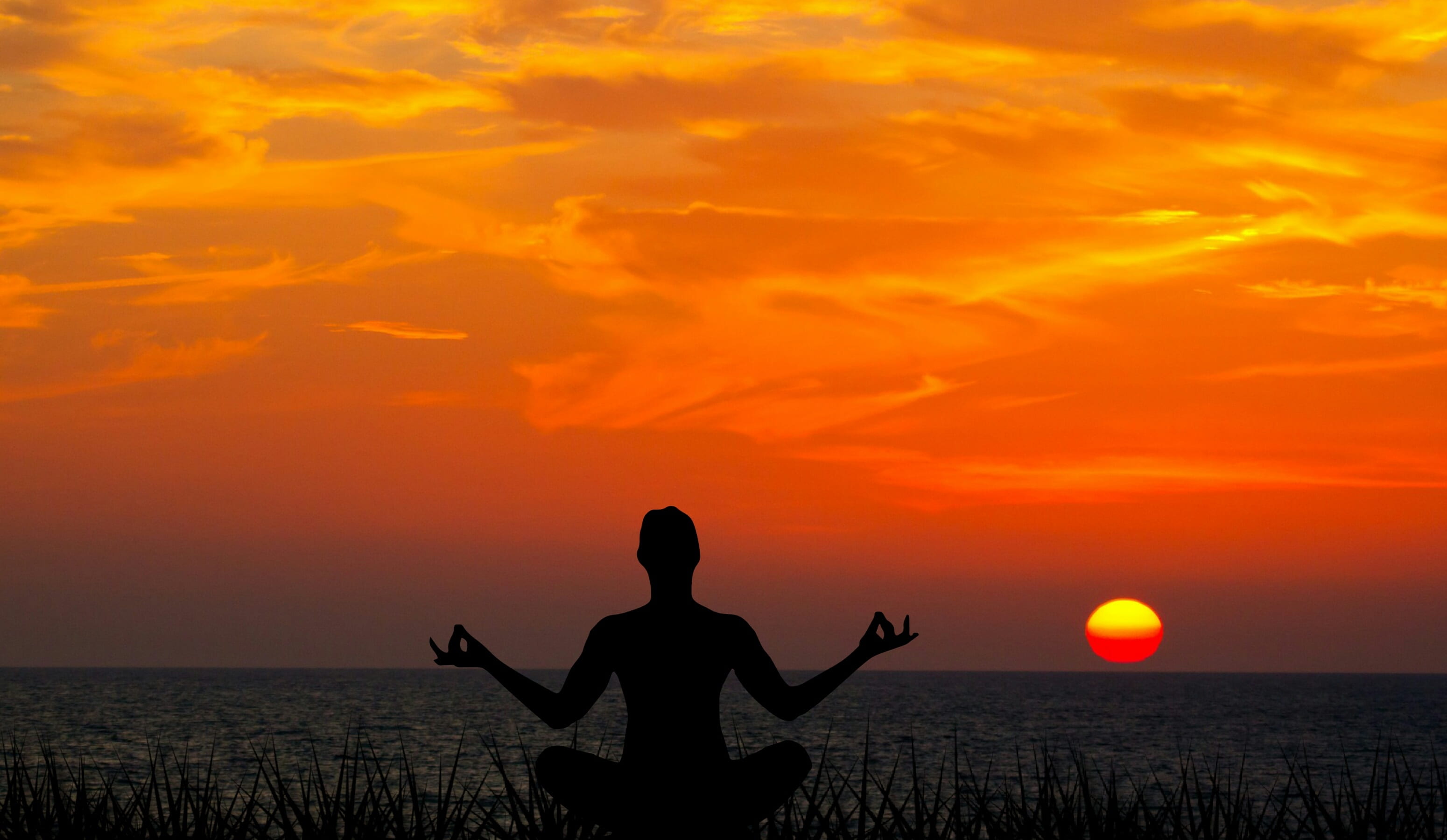set, spirituality, silhouette, sonaaf, photography, relax, human arm, freedom, ocean, leisure activity, 2K, zen, orange color, sky, human body part, yoga meditation, HD Wallpaper