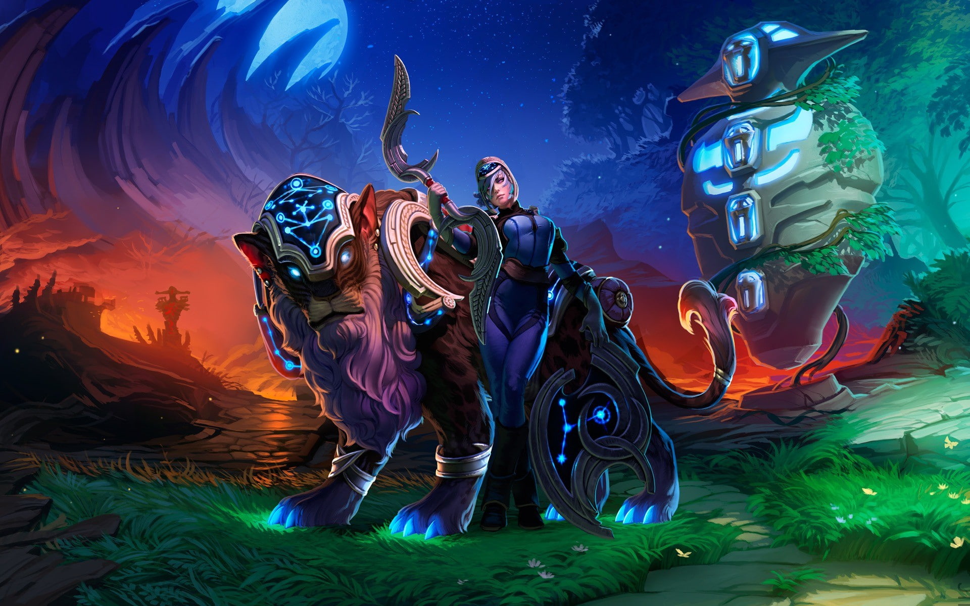 art and craft, people, underwater, nature, adult, human representation, night, water, Luna, illuminated, glowing, male likeness, video games, Dota 2, 1080P, HD Wallpaper