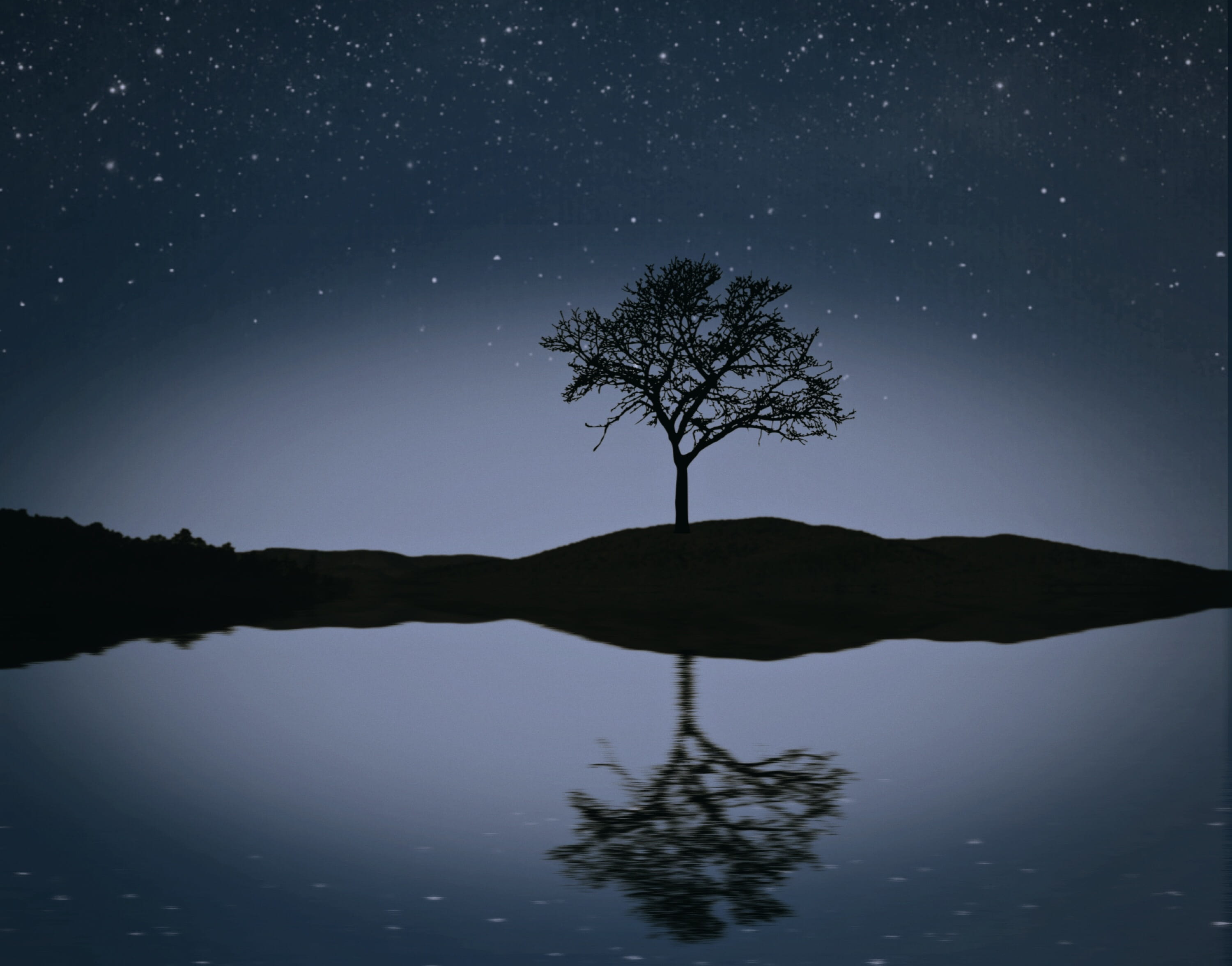 minimalistic, starry, tranquil scene, night, no people, waterfront, nature, scenics - nature, romantic, outdoor, sky, beauty in nature, tranquility, peaceful, HD Wallpaper