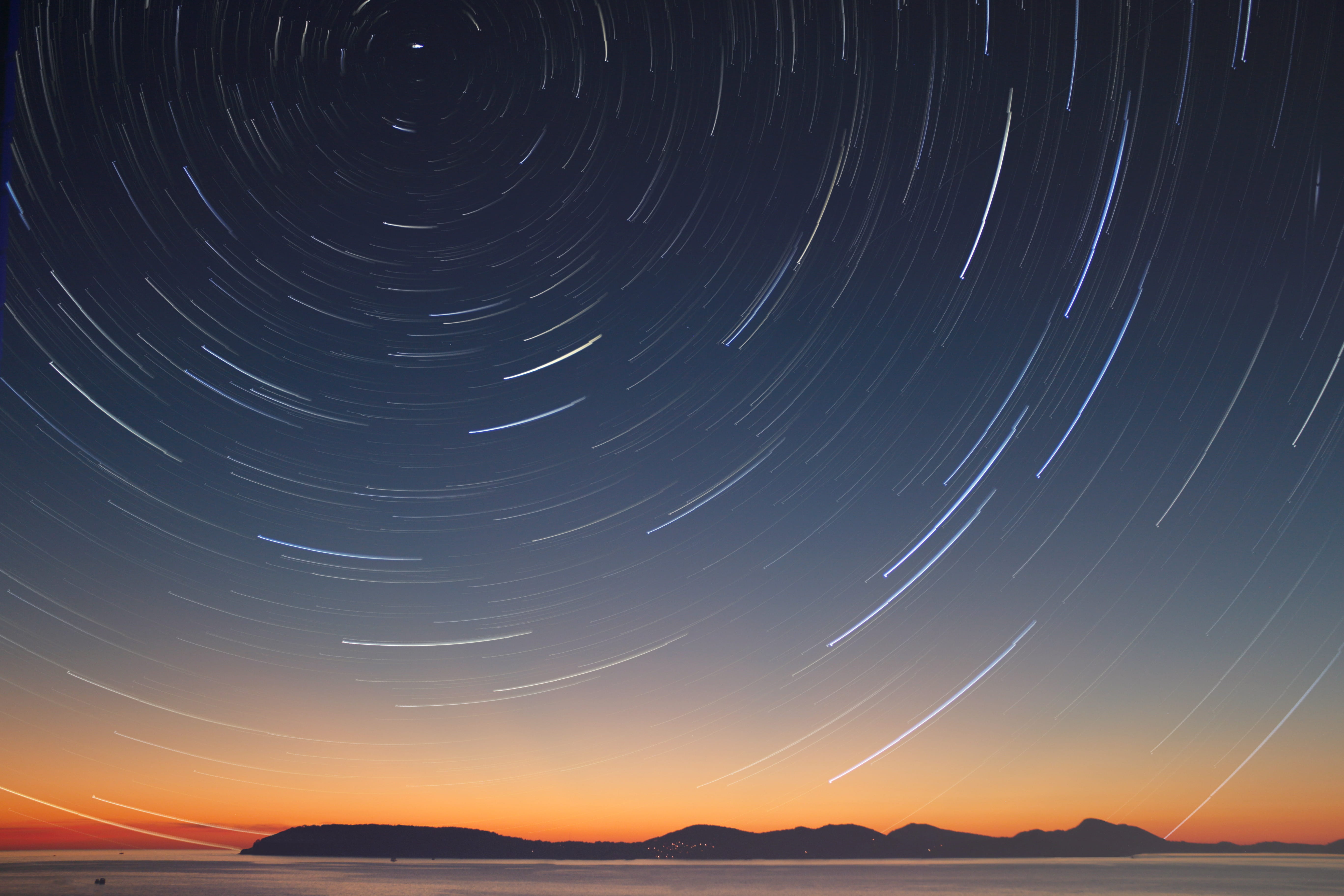 night, concentric, shooting stars, sky, dark, universe, night photography, constellation, spiral, cosmos, tranquil scene, star - space, landscape, astronomy, HD Wallpaper