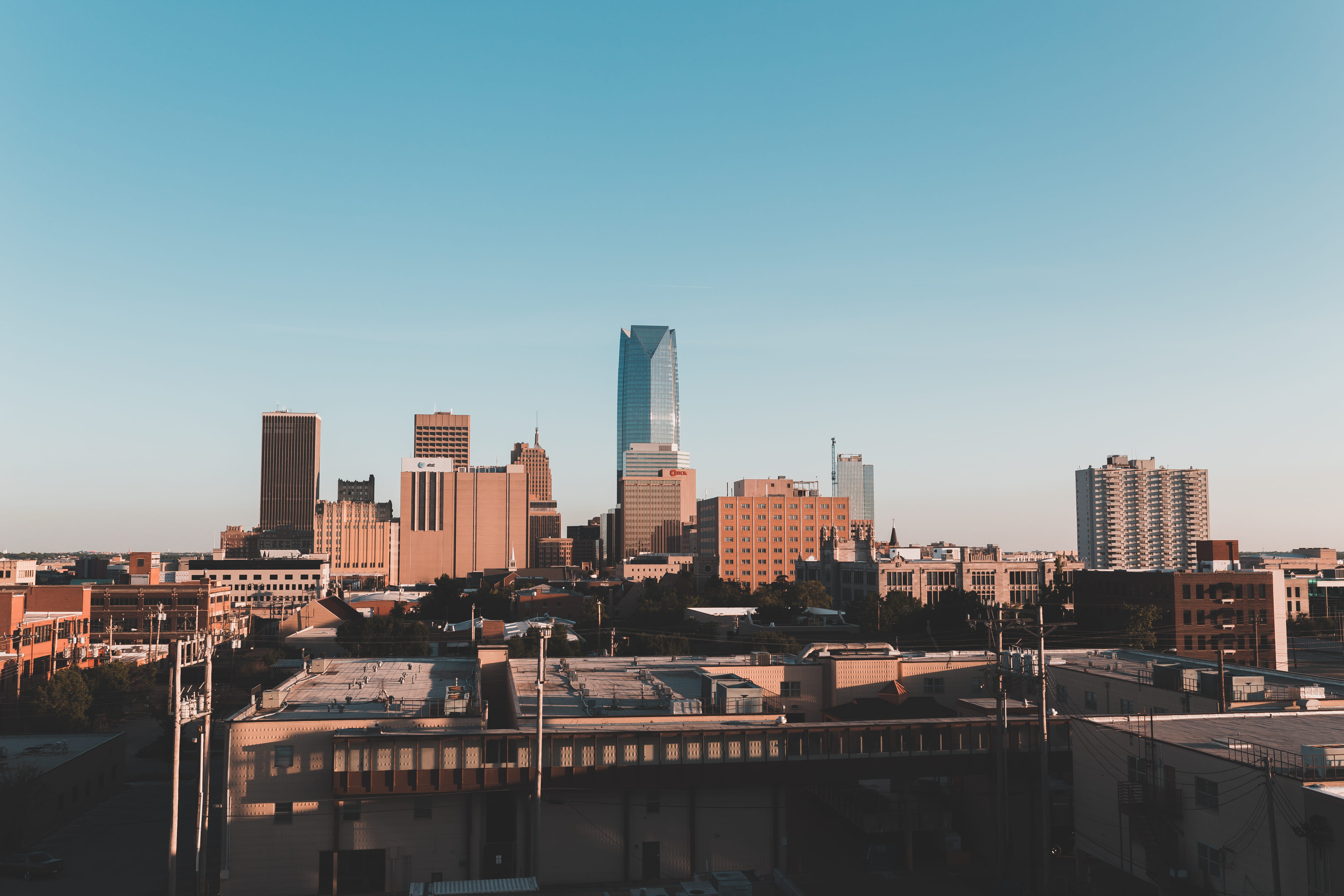 skyscraper, building exterior, urban skyline, settlement, urban, outdoors, nature, residential district, lifestyle, office, copy space, clear sky, building, HD Wallpaper
