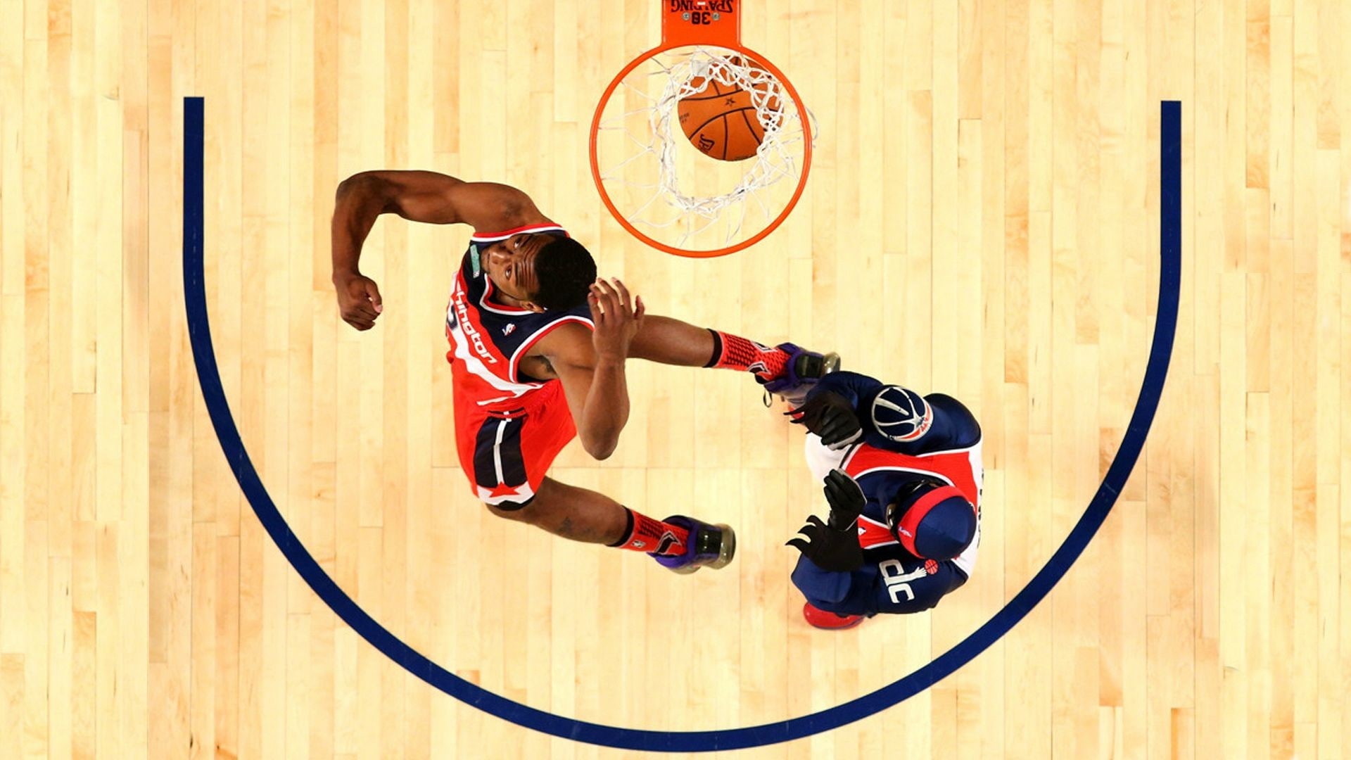 athlete, sports clothing, wood, lifestyles, activity, top view, hoop, leisure activity, yellow, competition, effort, 1080P, basketball - sport, basketball court, HD Wallpaper