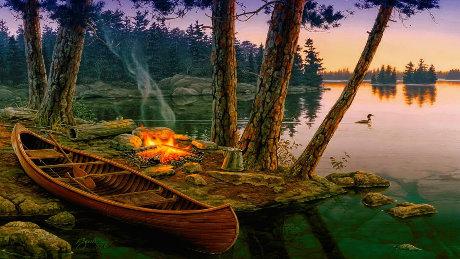 outdoors, tranquility, plant, reflection, scenics - nature, evening, orange color, tranquil scene, water, wood - material, no people, calm, beauty in nature, HD Wallpaper