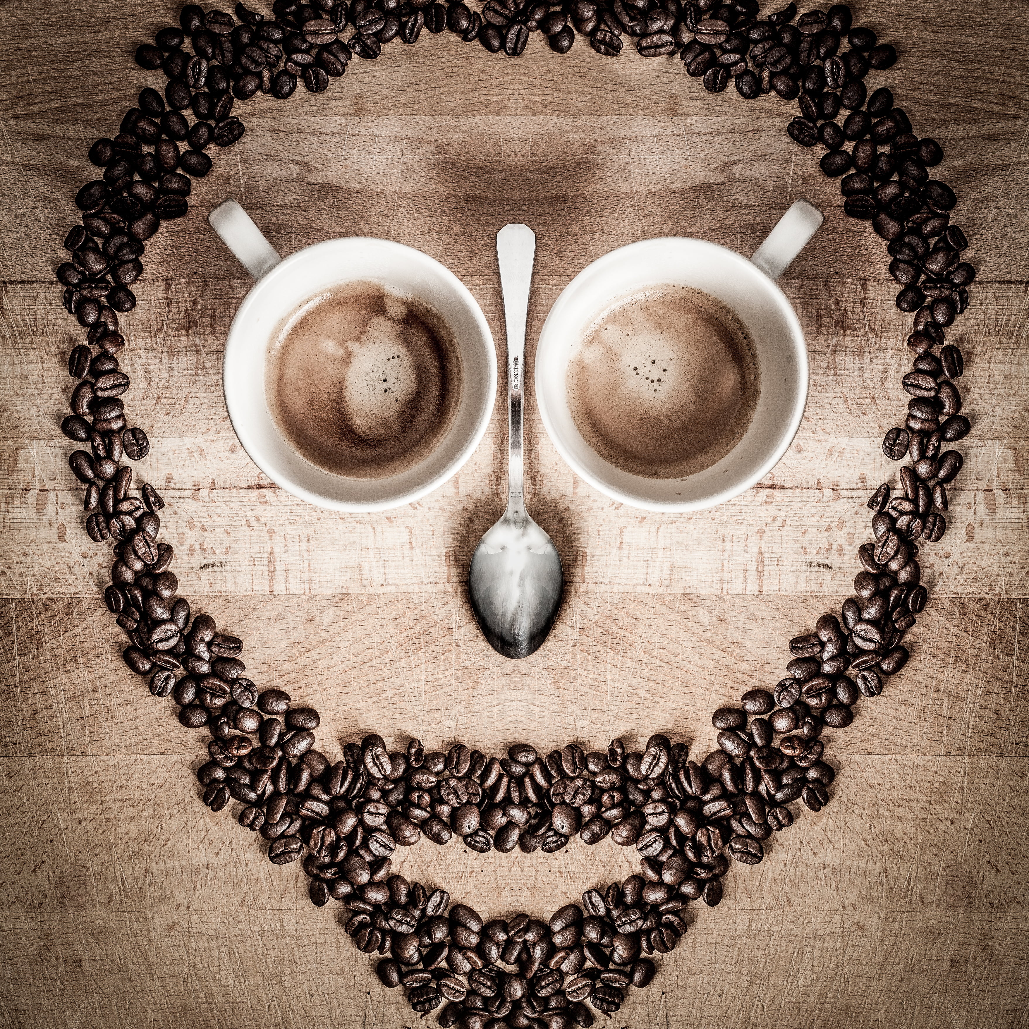 coffee, table, un, coffee beans, form, espresso, lunes, bean, breakfast, 5D, cup, brown, skull, de, caffeine, coffee - Drink, Mk2, mugs, beans, drink, shape, Phone HD Wallpaper