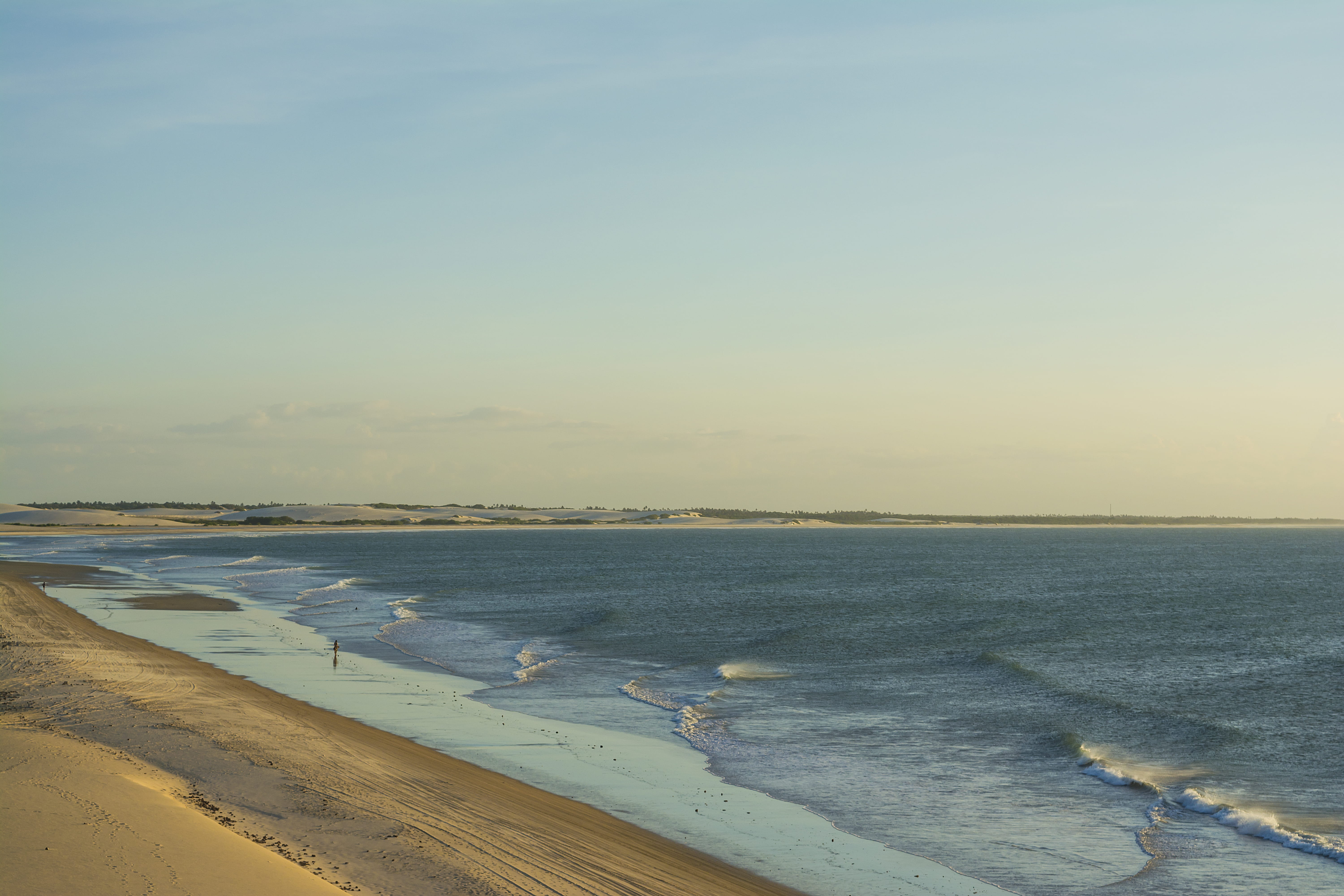 idyllic, tranquil scene, scenics - nature, sea, beauty in nature, horizon over water, trip, travel, walk, wave, beach, sky, jericoacoara, natural, HD Wallpaper