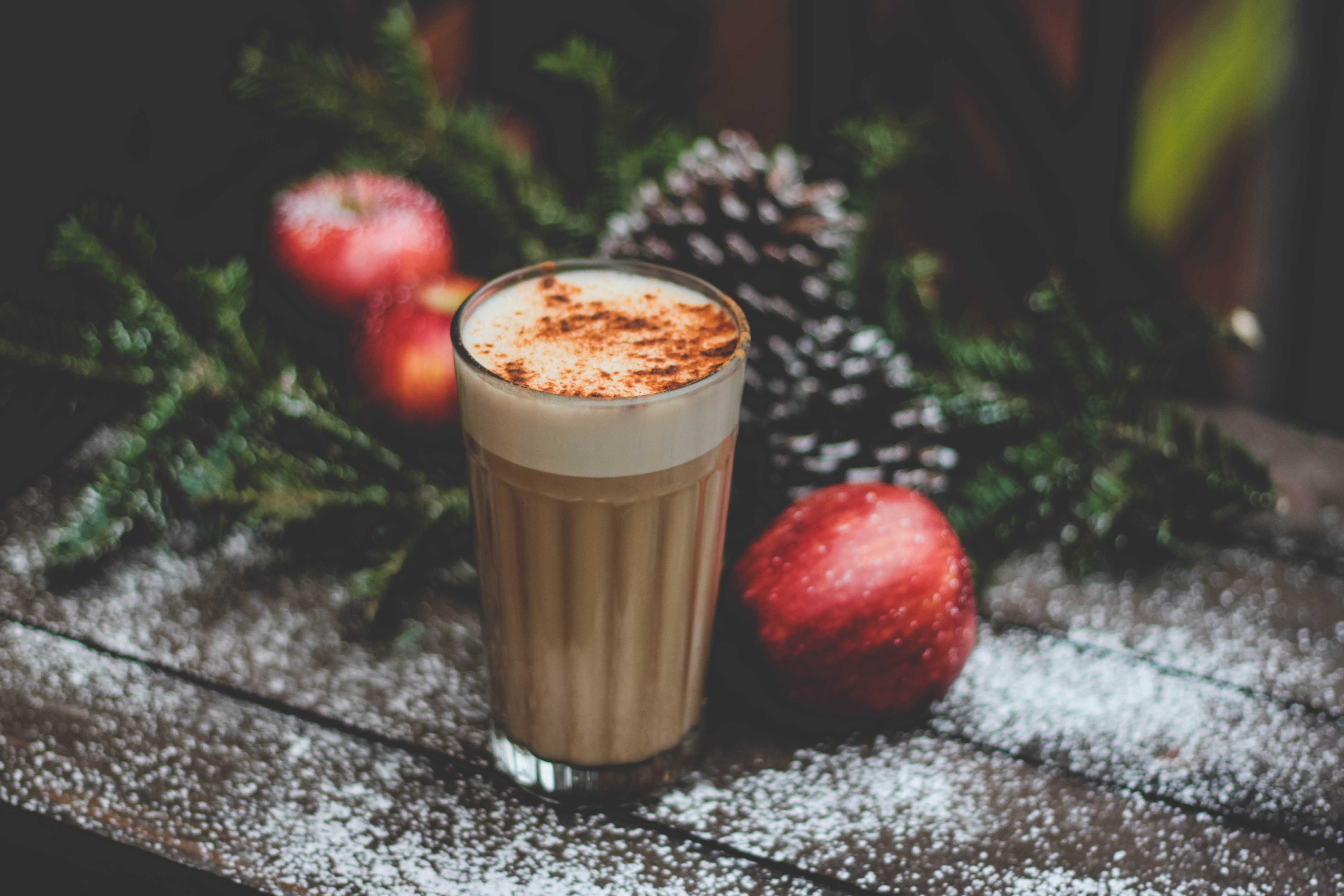 indoors, refreshment, christmas vibe, drink, christmas, field, beverage, coffee, holiday, festive, frothy drink, winter, wellbeing, food, fruit, still life, HD Wallpaper