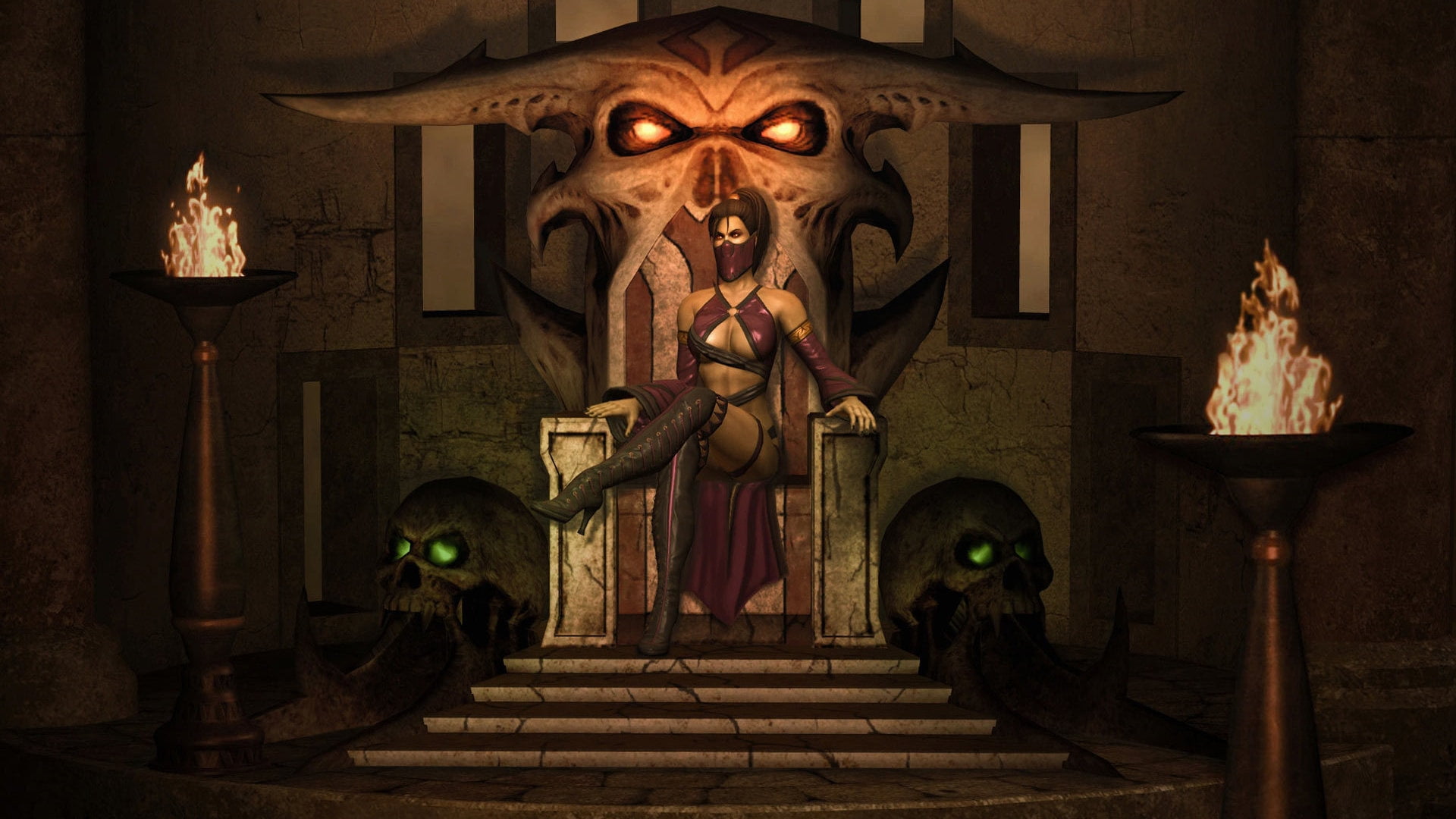 throne, staircase, halloween, fantasy art, monster - fictional character, belief, sitting, illustration, woman, 1080P, male likeness, night, human representation, HD Wallpaper
