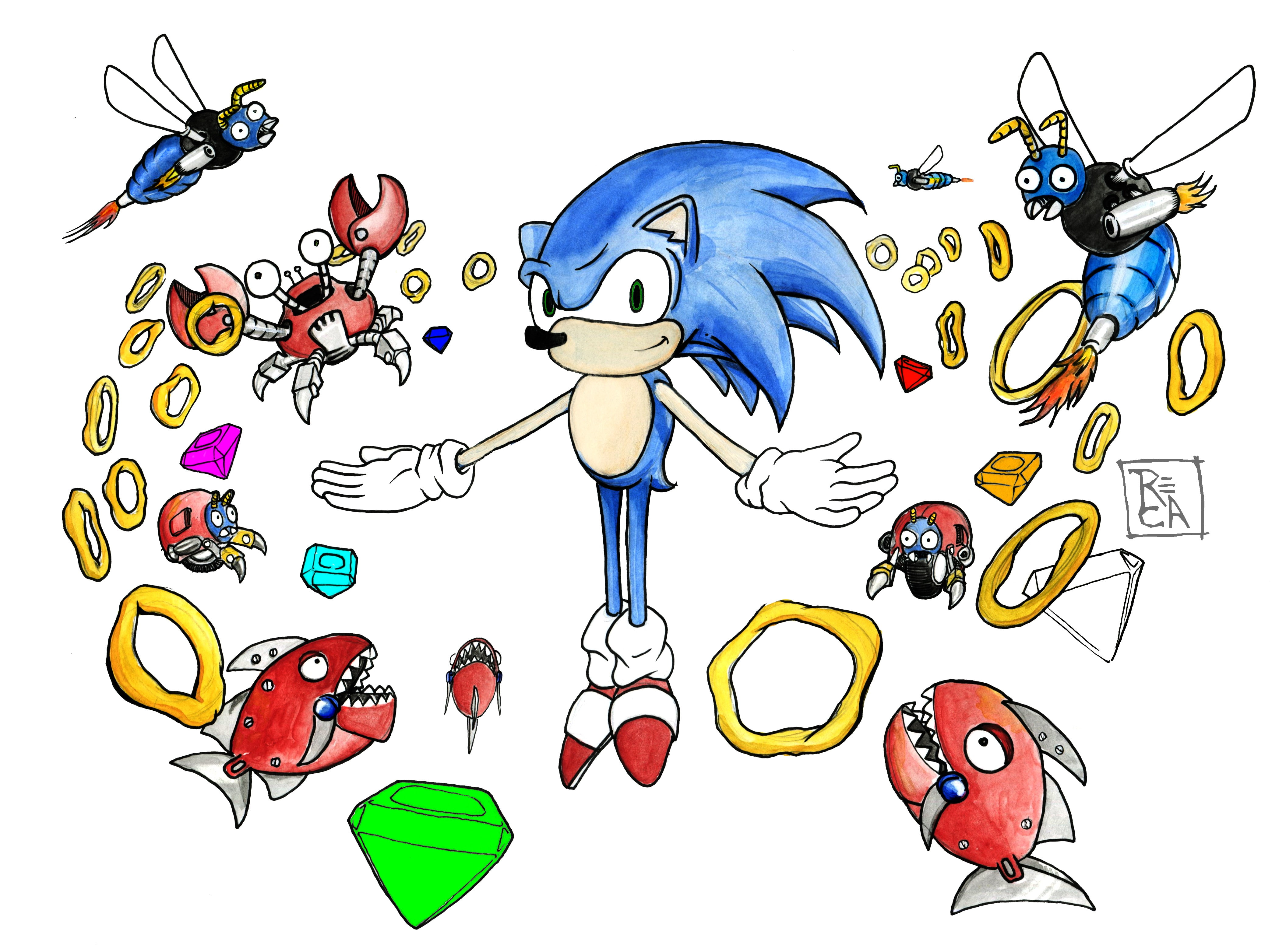 arts culture and entertainment, variation, Sonic the Hedgehog, animal wing, large group of objects, animal, illustration, creativity, no people, fan art, HD Wallpaper