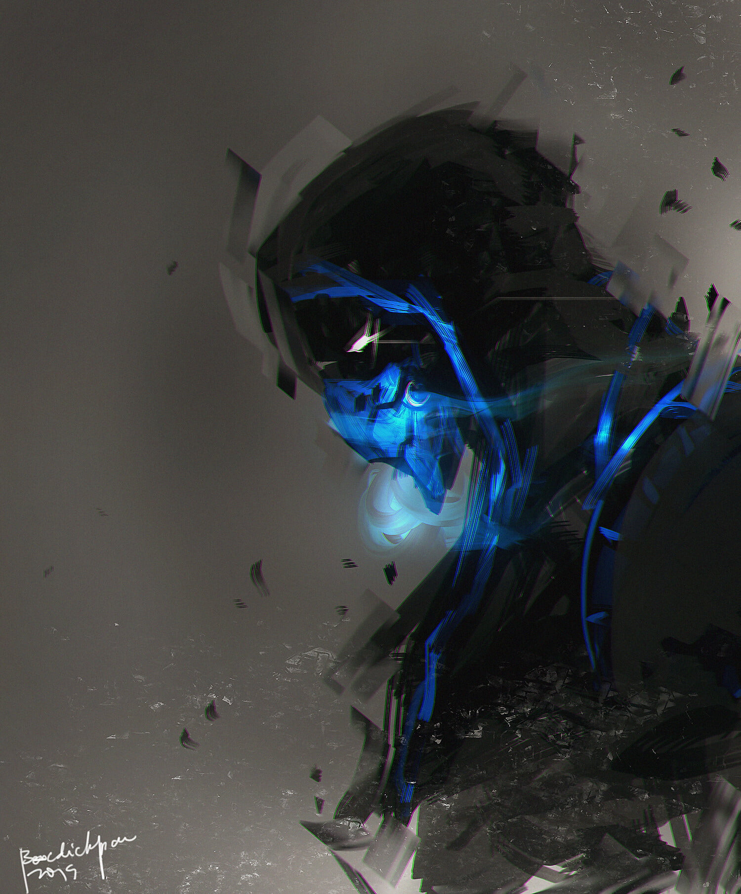 vertical, video games, 720P, Sub Zero, Mortal Kombat, drawing, artwork, digital art, Phone HD Wallpaper