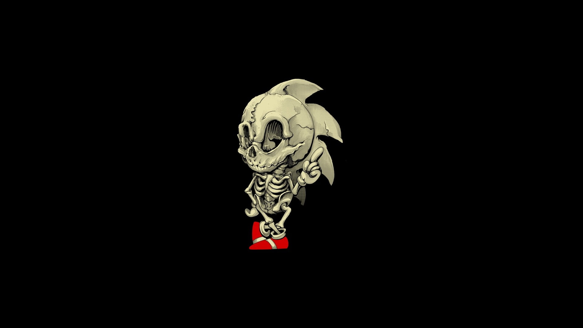 1080P, hd, black, skeleton, video games, sonic, sega, the, hedgehog, bones, HD Wallpaper