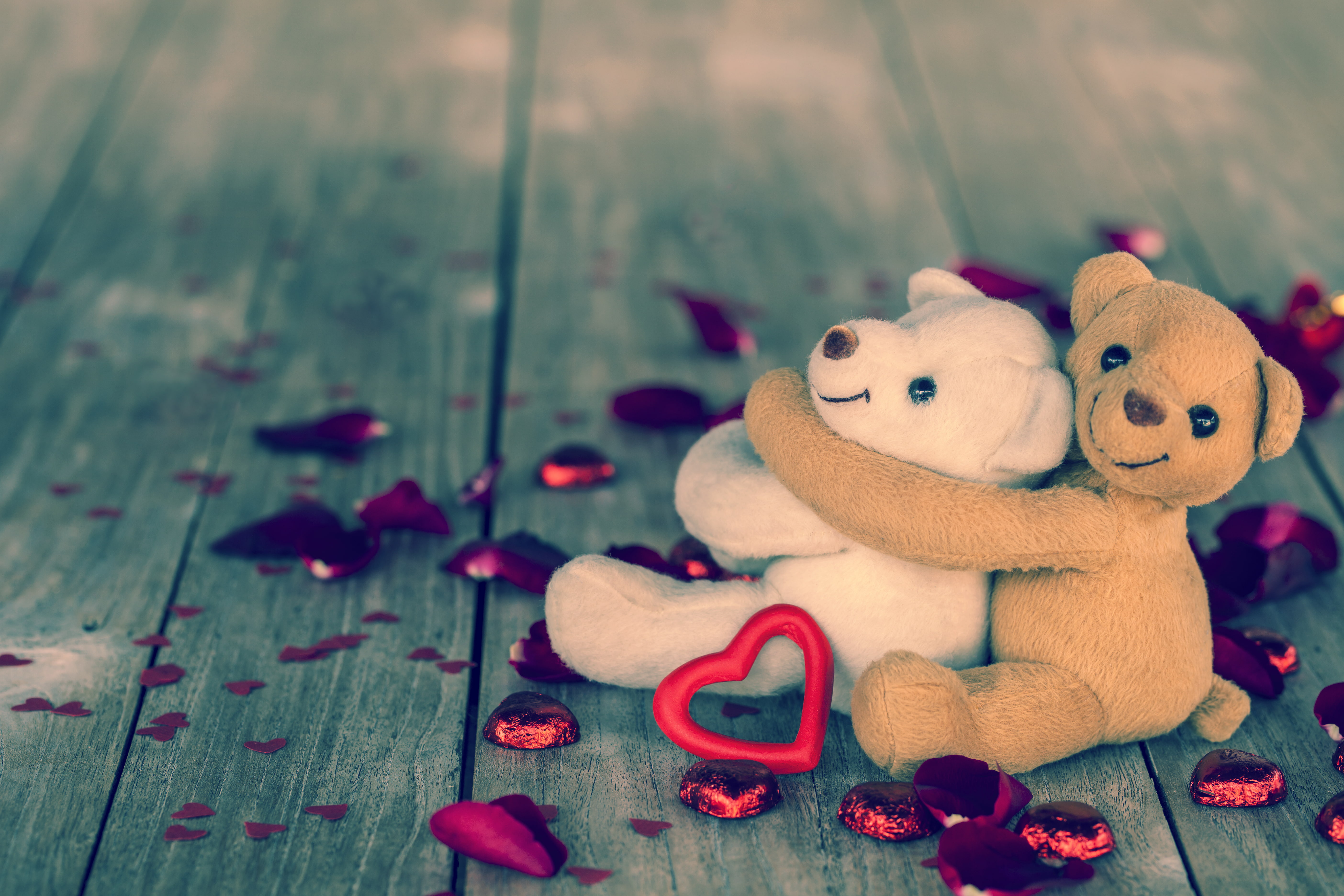 brown, toys, two, sweet, bear, heart, Teddy, white, love, plush, romantic, toy, 5K, HD Wallpaper