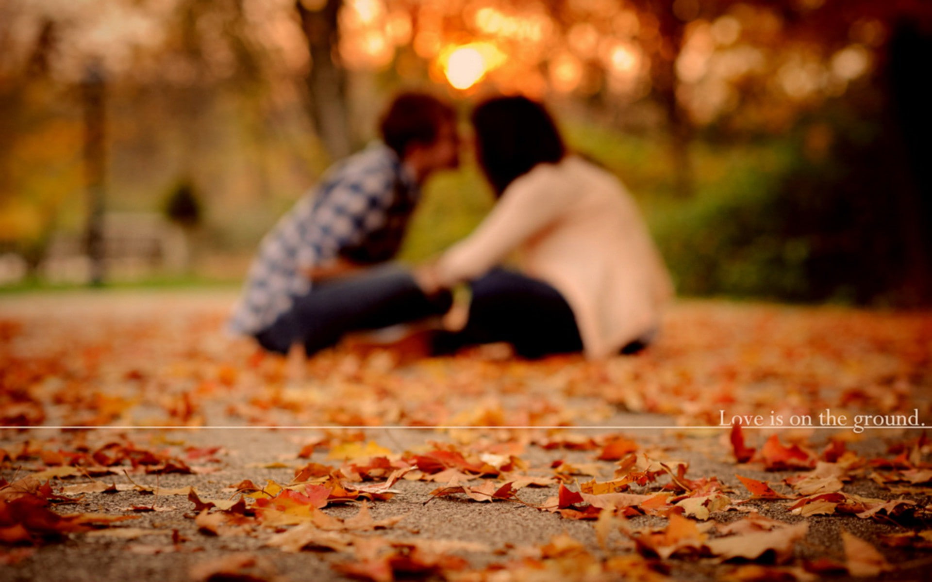 guys, pair, a guy and a girl, girls, falling leaves, love, foliage, leaves, couples, parks, autumn, 1080P, mood, brown, HD Wallpaper