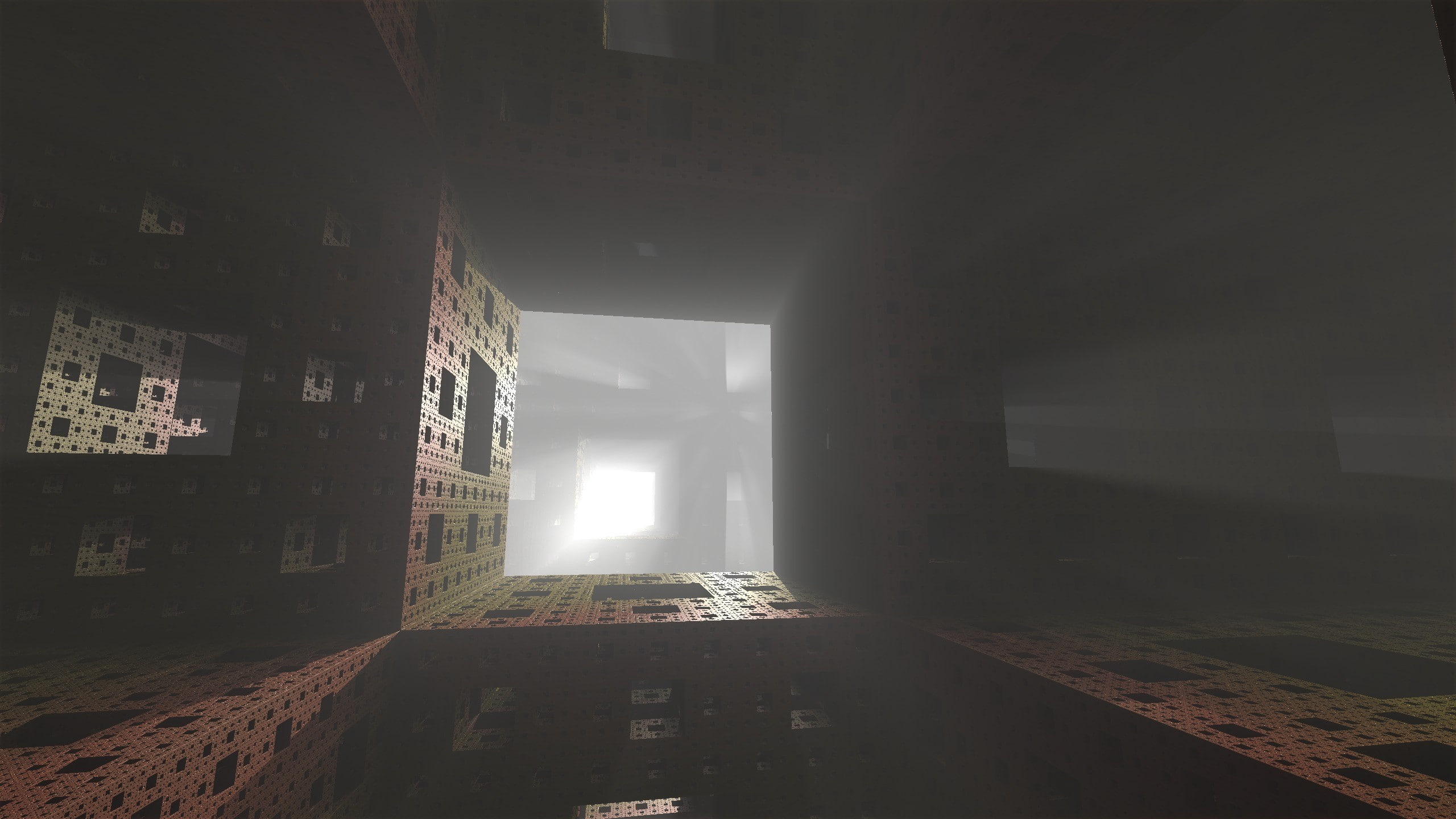 shadow, 2K, Menger sponge, lights, CGI, HD Wallpaper