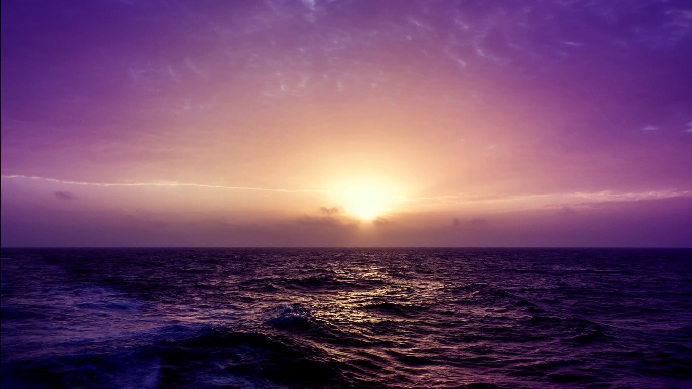 horizon over water, no people, color correction, wave, outdoors, seascape, nature, yellow, scenics - nature, sun, sunset, waves, tranquility, power in nature, HD Wallpaper