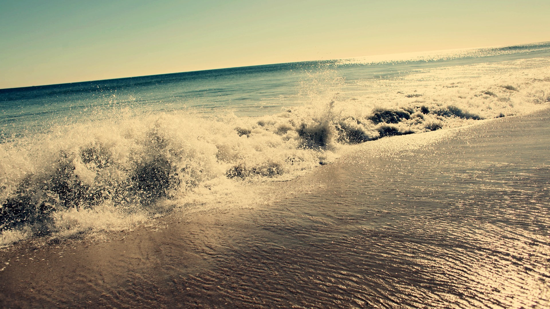 1080P, color correction, waves, water drops, beach, sea, HD Wallpaper
