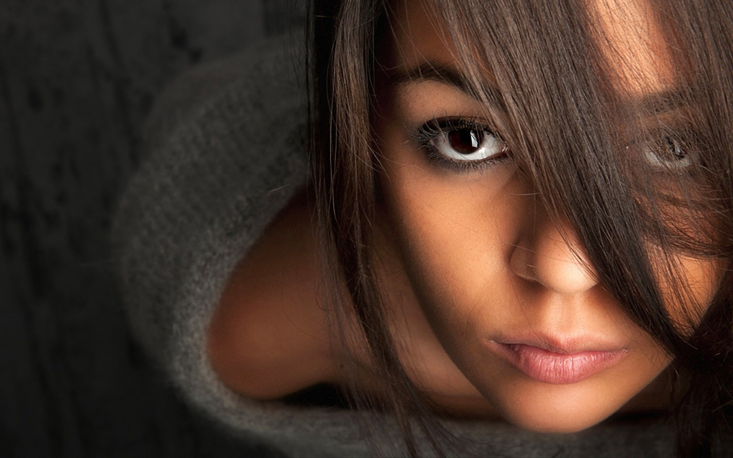hair, brown eyes, face, 2K, portrait, brunette, model, women, HD Wallpaper