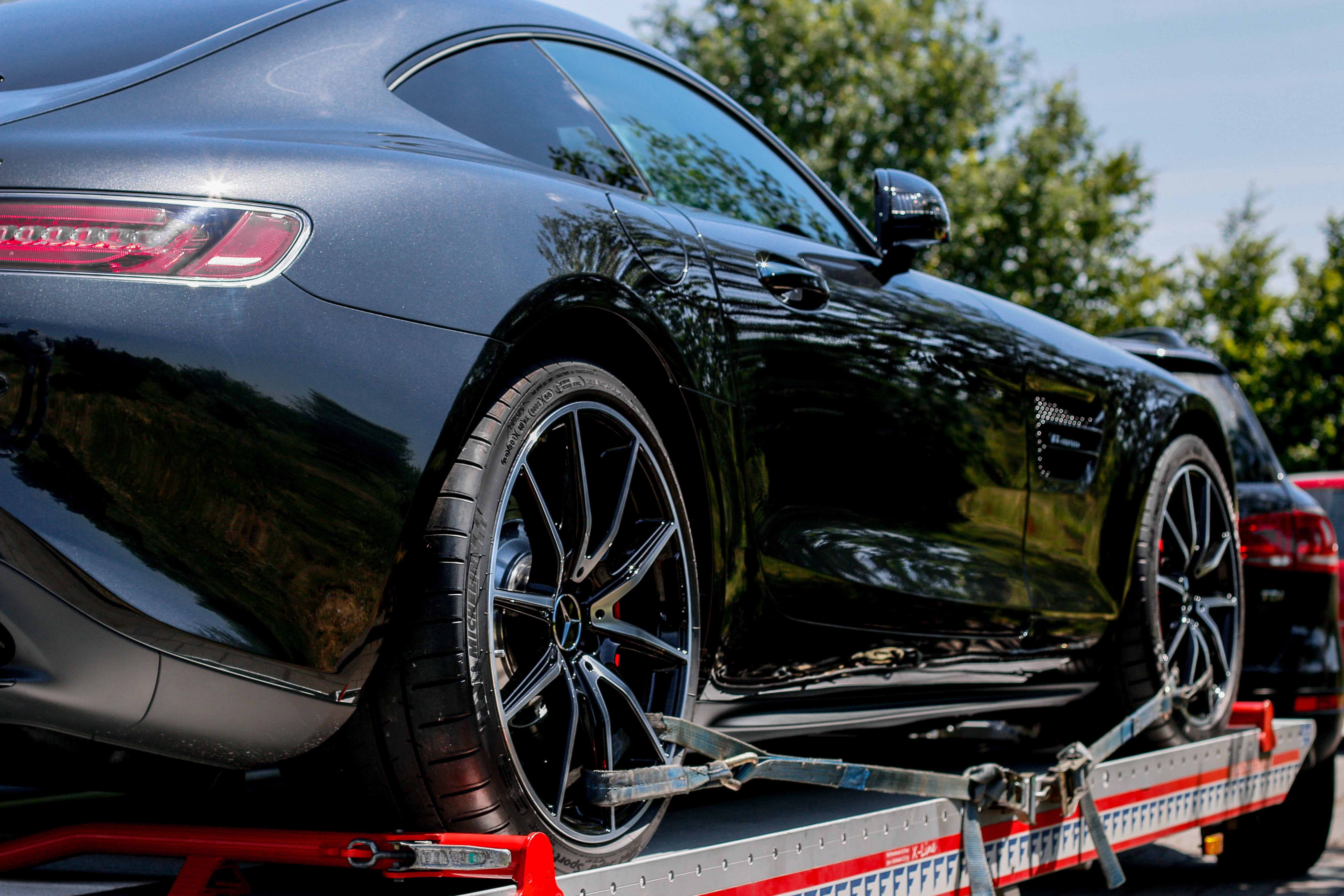 lifestyle, metal, motor vehicle, transport, amg, design, benz, day, coupe, luxury, silver colored, status, racing, attached, 5K, gt, mode of transportation, HD Wallpaper