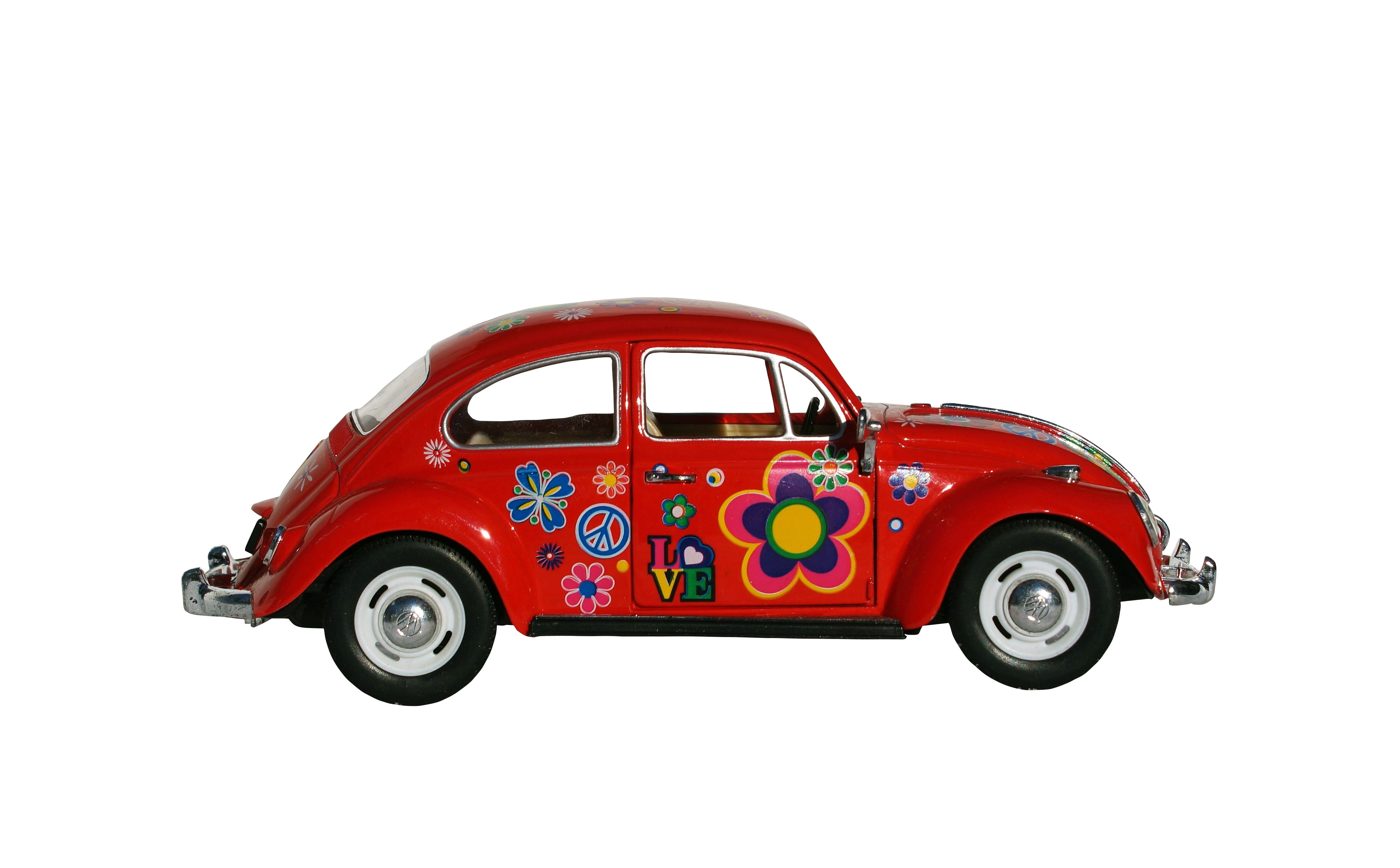 wheel, toy, retro styled, metal, number, hippy, volkswagen beetle, vw, vehicle, transportation, vintage, 4K, decorated, motor, no people, toy car, red, HD Wallpaper