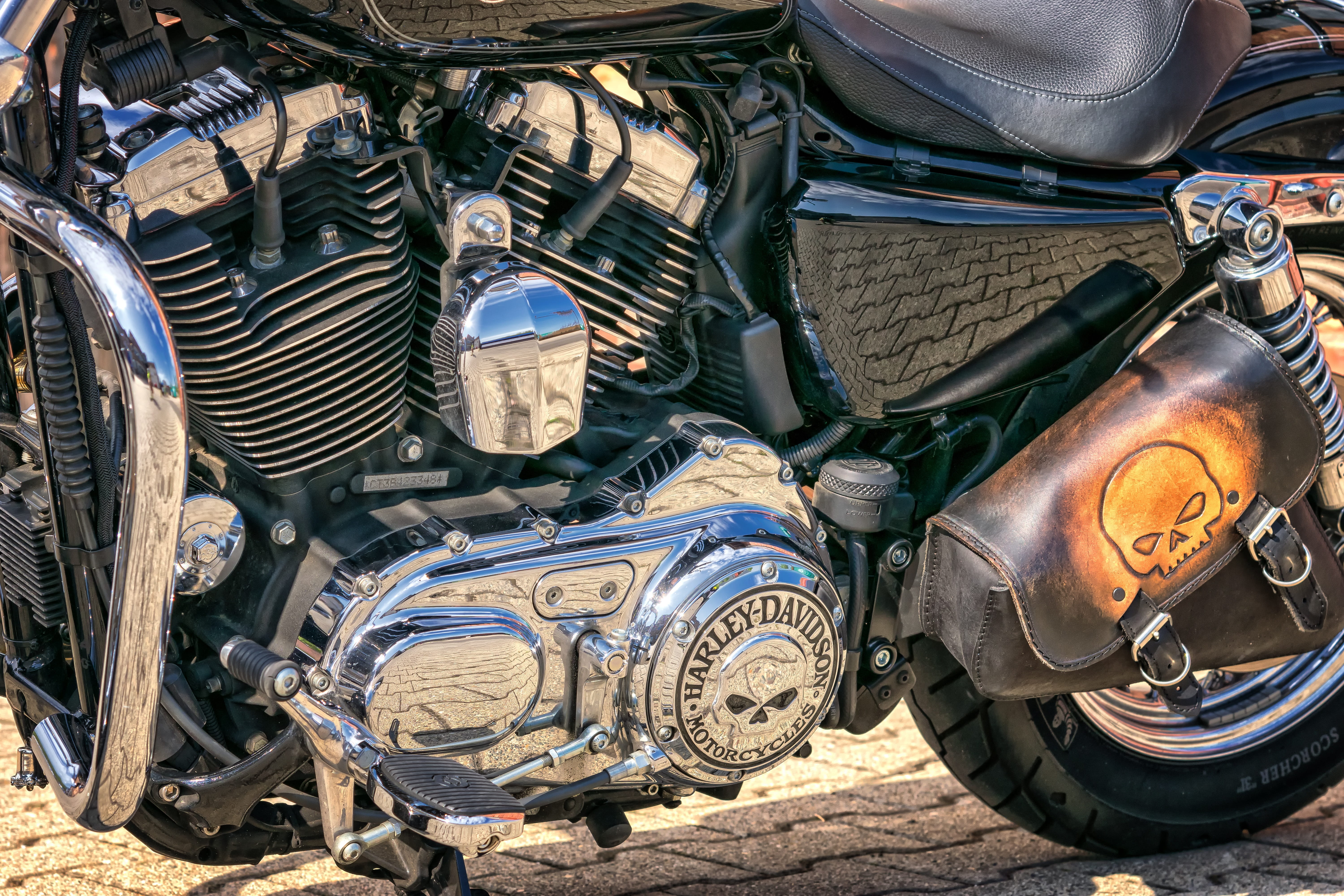 rocker, junkyard, motor vehicle, day, harley davidson, chrome gloss, stationary, motor, mode of transportation, metal, old, usa, america, deterioration, HD Wallpaper