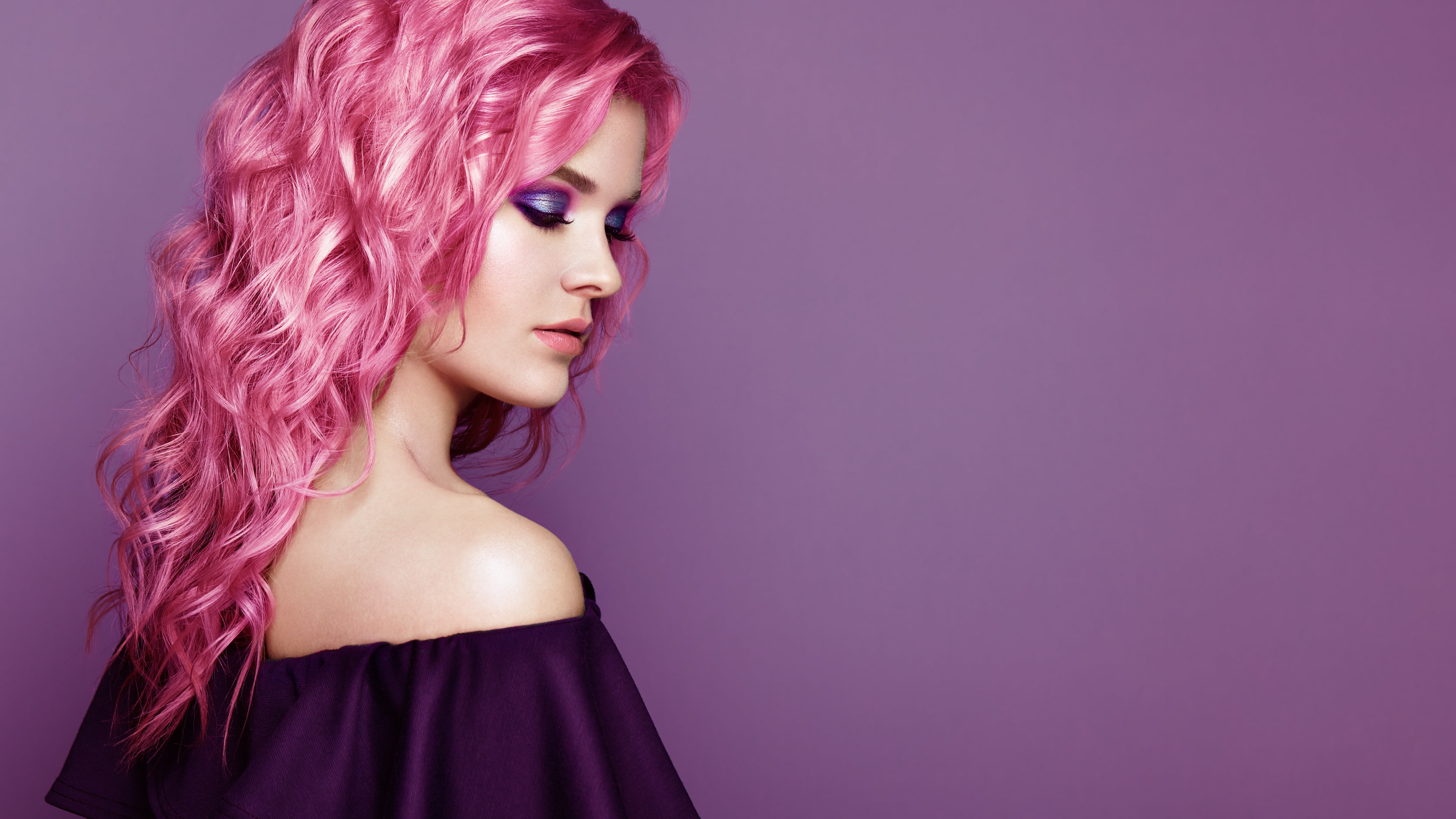 hair, 4K, color, girl, makeup, Oleg Gekman, style, HD Wallpaper