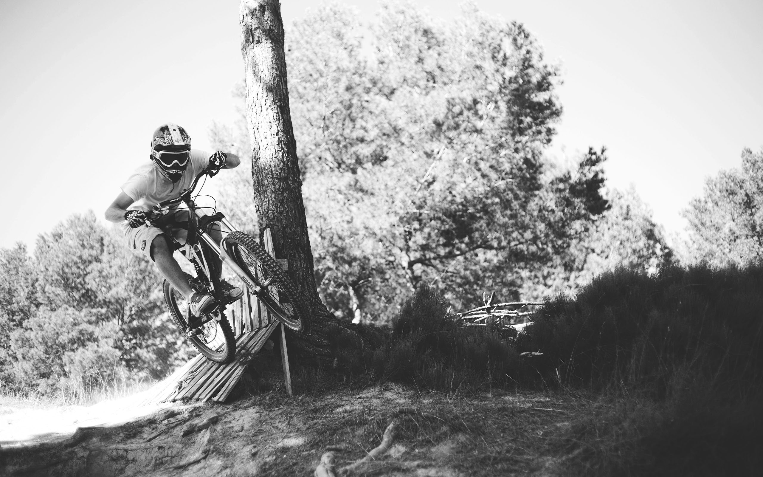 bike, 2K, hd, grayscale, bw, photo, mountain, bicycle, riding, sports, man, HD Wallpaper