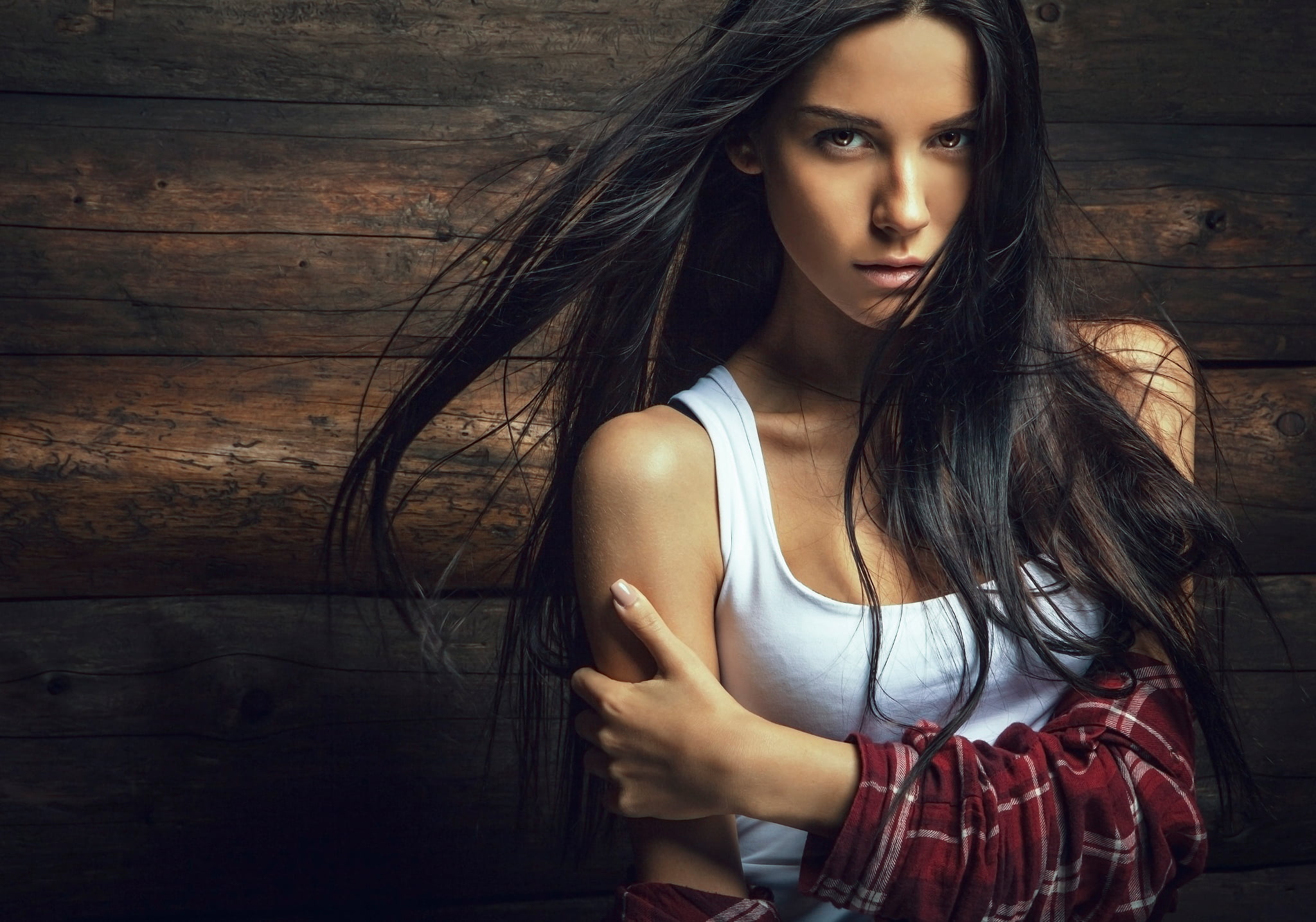 real people, s, standing, young women, one person, white, adult, looking at camera, top, lifestyles, casual clothing, beautiful woman, beauty, makeup, hair, HD Wallpaper