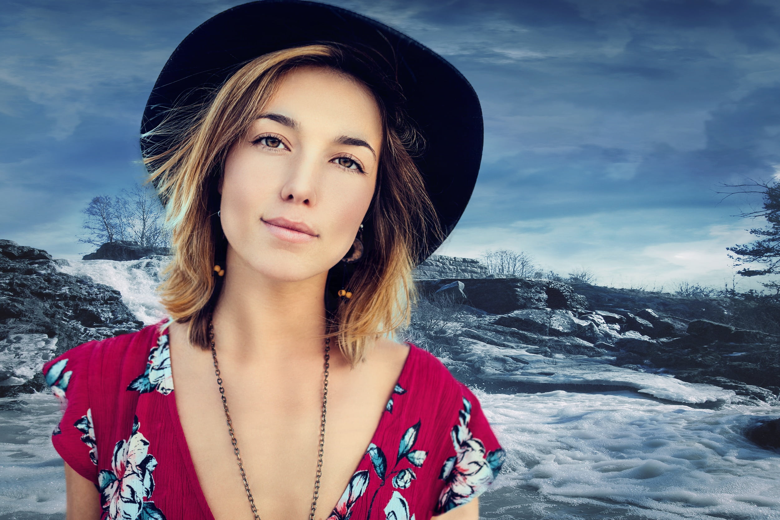 looking at camera, beauty in nature, hair, young adult, hairstyle, nature, one person, portrait, arka plan değiştirme, cloud - sky, skin retouch, young women, HD Wallpaper