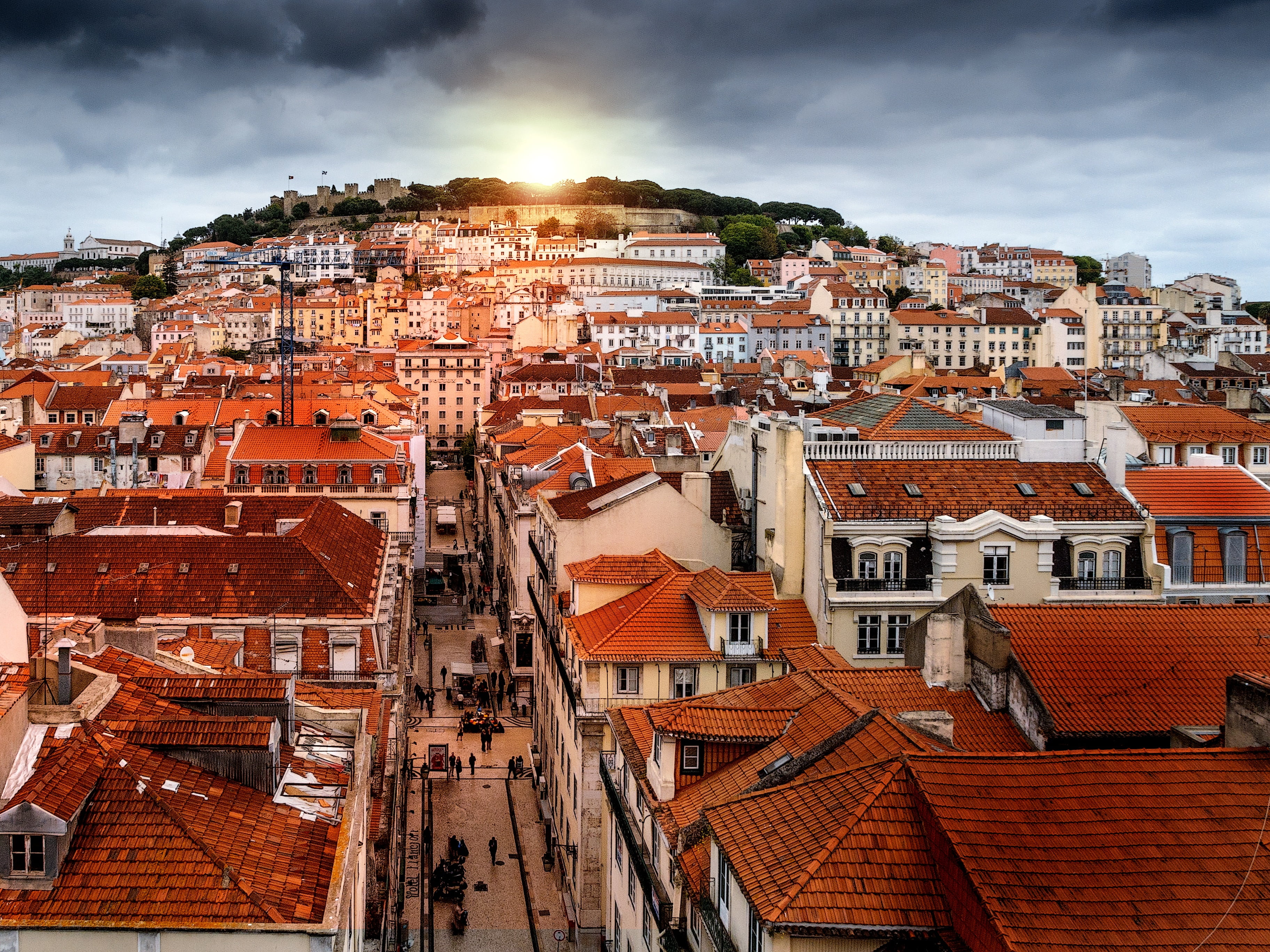 townscape, community, cultures, residential district, storm, europe, multi colored, nature, crowd, cityscape, sunset, urban Scene, landscape, lisbon, structure, HD Wallpaper