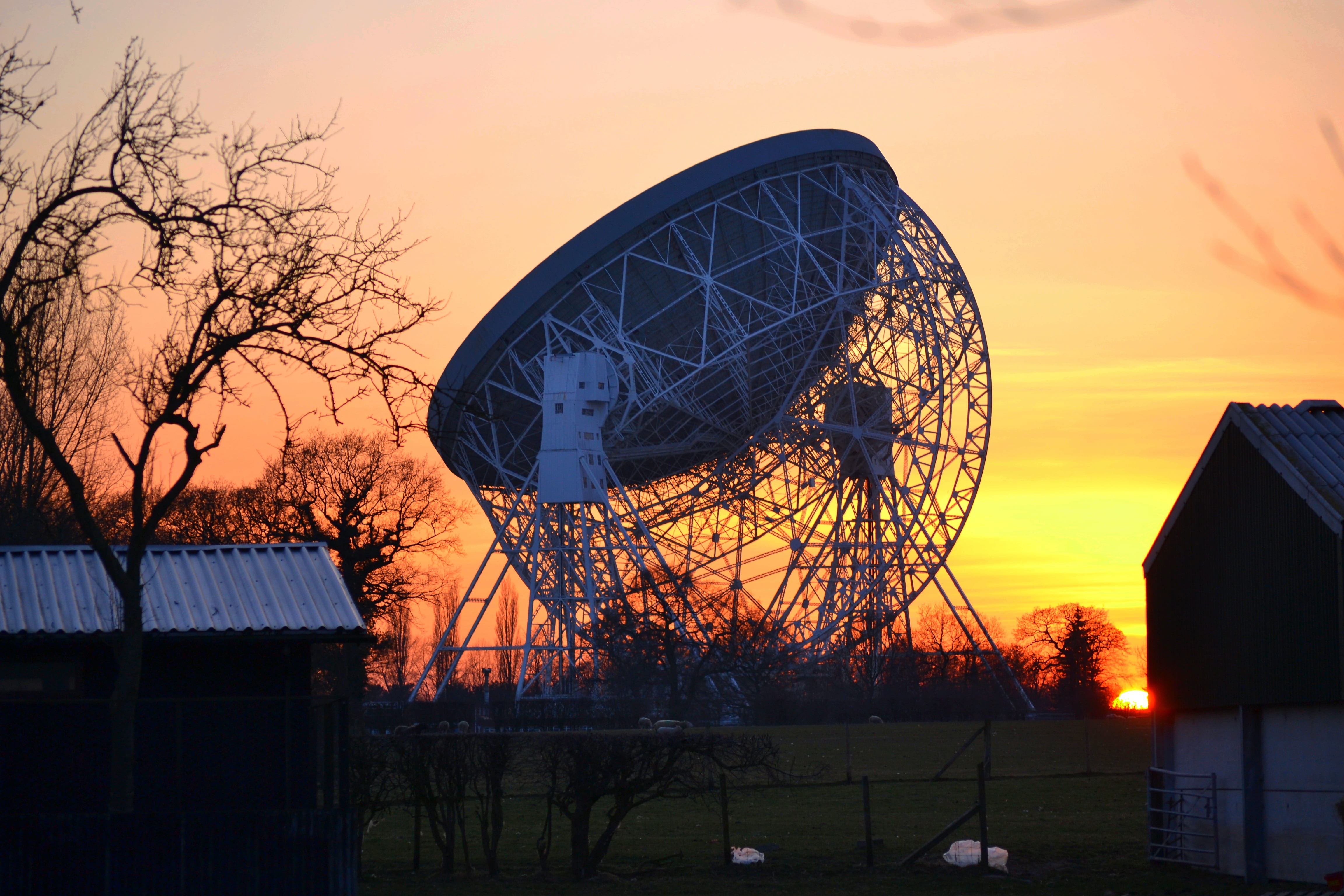sky, amusement park, antenna, communication, sunset, radio, waves, outdoors, satellite, bank, telescope, no people, astronomy, dish, telecommunications equipment, HD Wallpaper