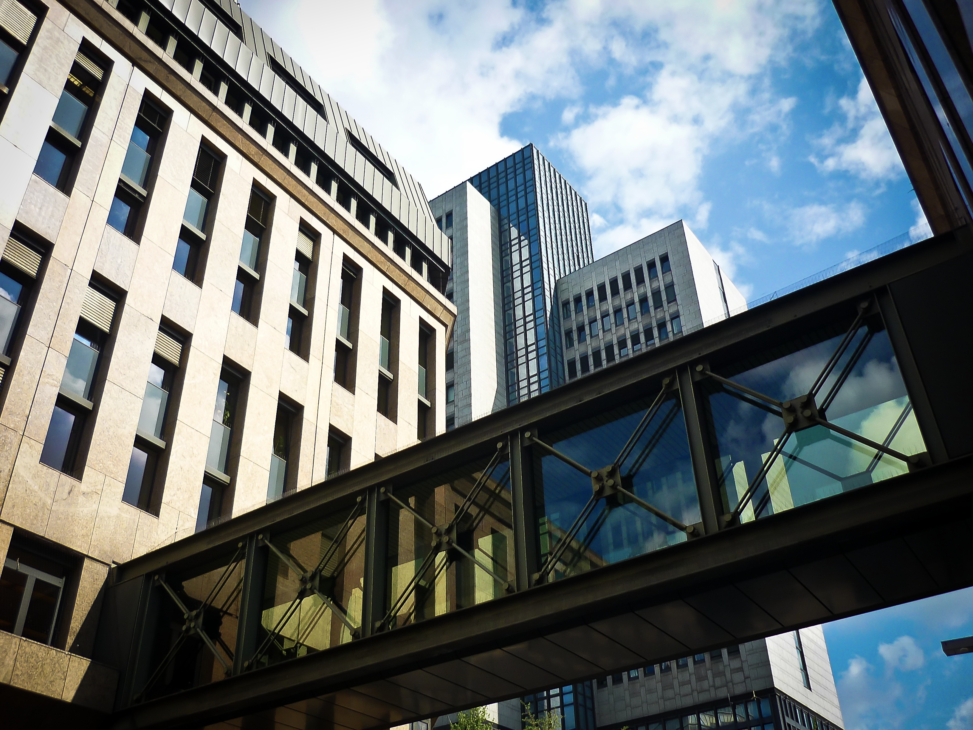 building, office building, bluish, city, glass, outdoors, travel destinations, sky, office building exterior, modern, day, built structure, low angle shot, HD Wallpaper