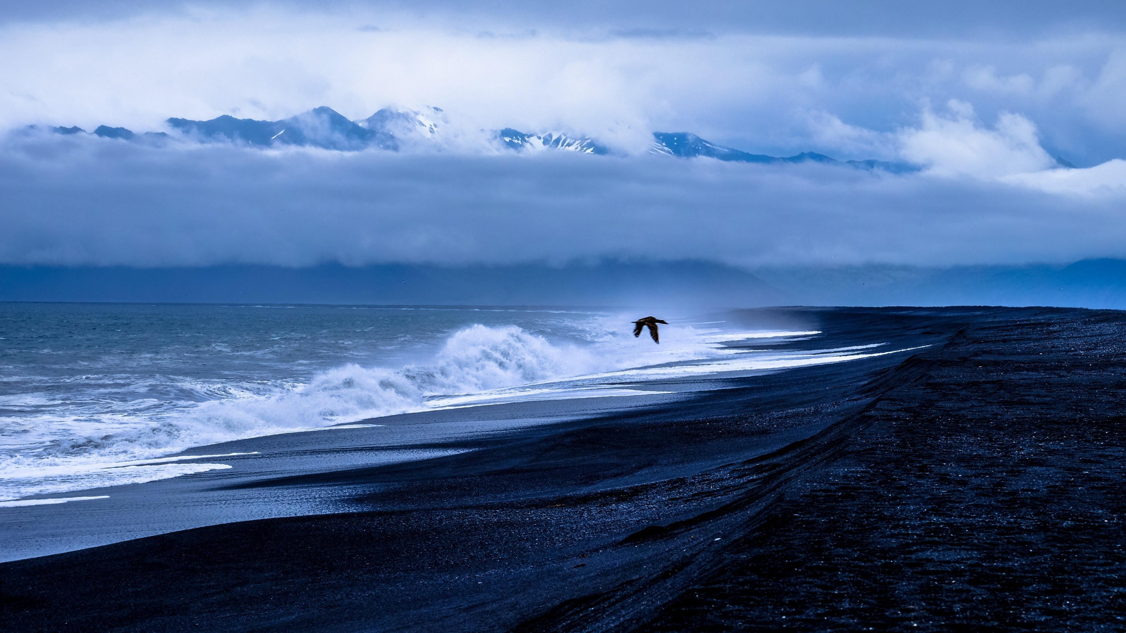 cloud, motion, bluish, beauty in nature, seascape, shore, adventure, atmosphere, water, waterscape, one person, horizon, land, cloudy, headland, cloud - sky, HD Wallpaper