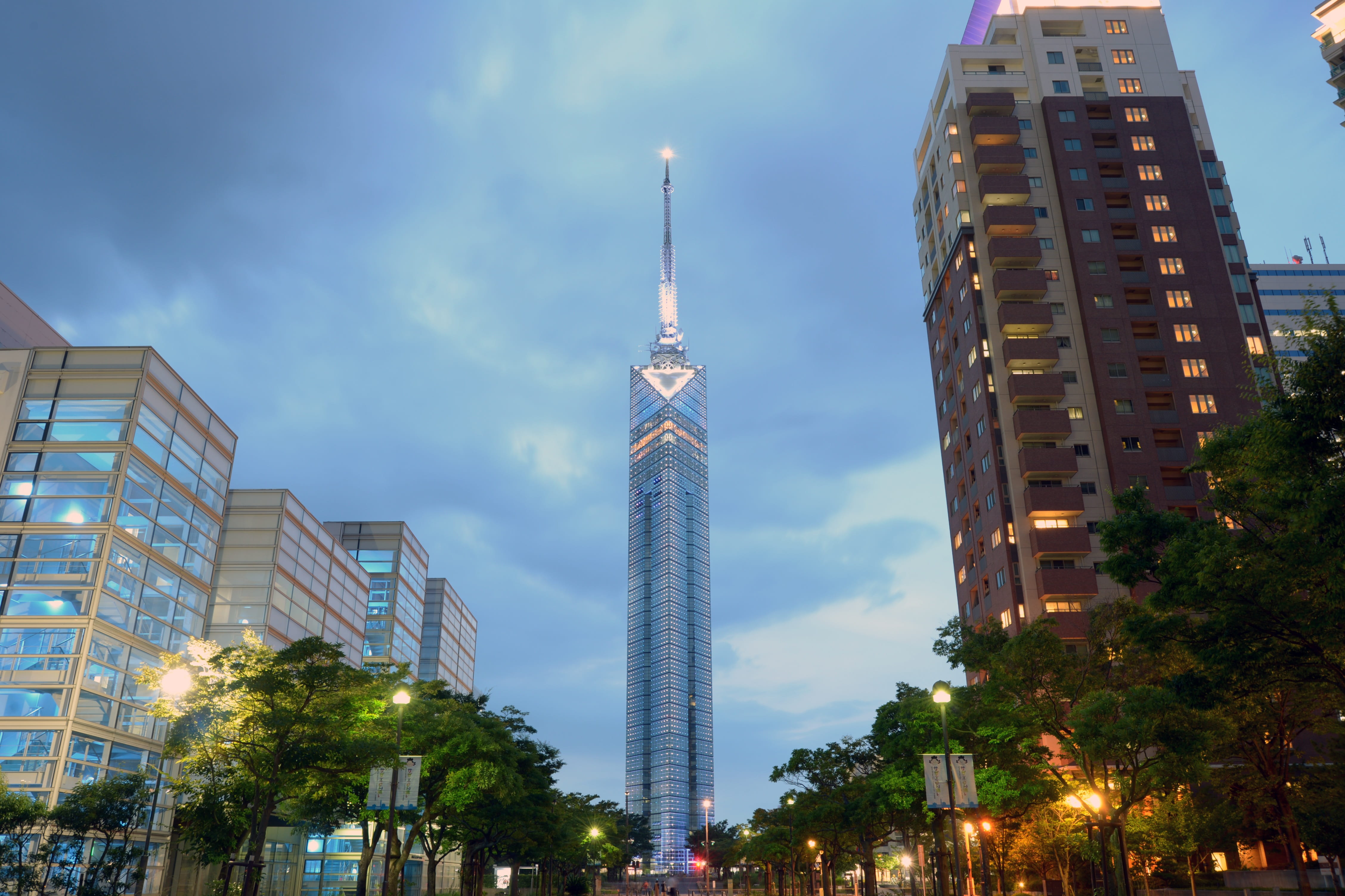 built structure, financial district, travel destinations, cloud - sky, sky, fukuoka, nature, sunset, tower, office building exterior, building, no people, HD Wallpaper