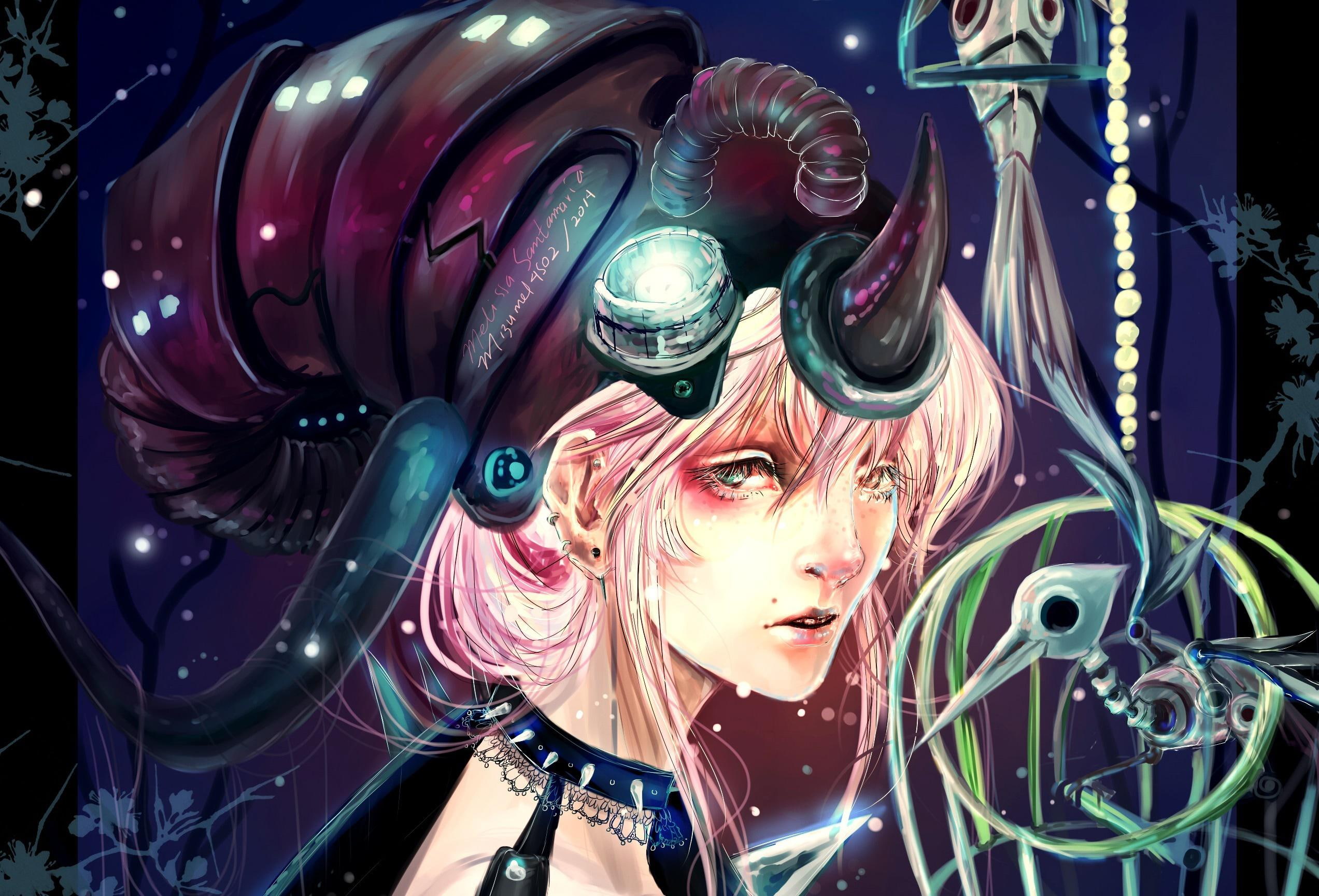 poster, anime, character, fantasy, steampunk, technics, 1080P, haired, pink, HD Wallpaper