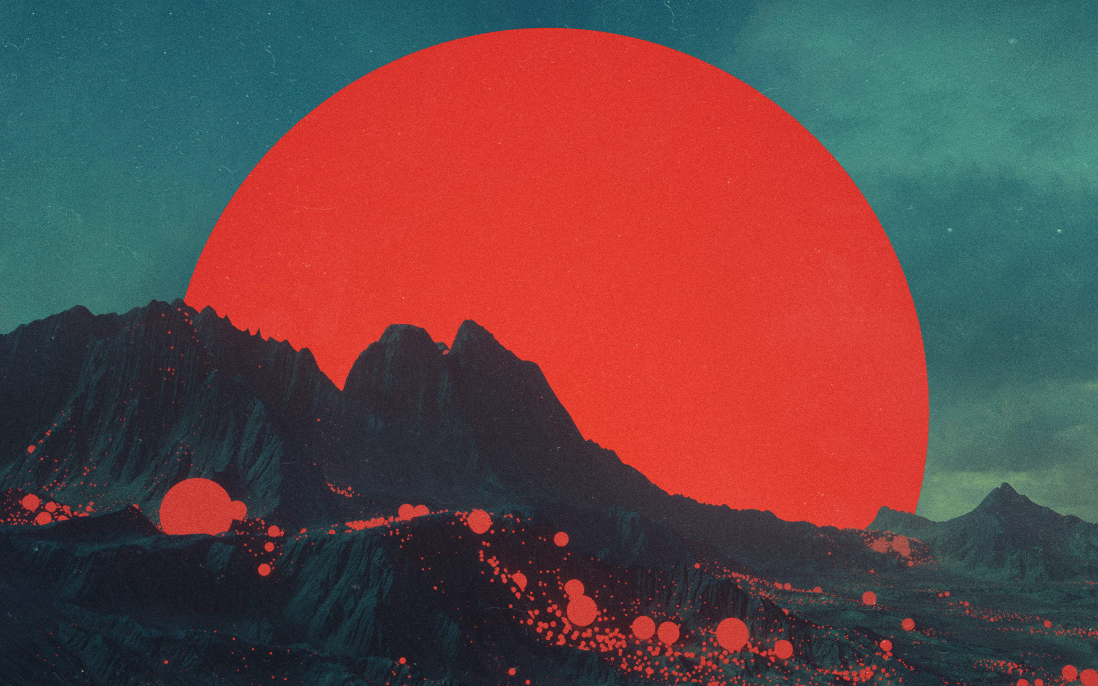 alien world, digital art, 4K, rocks, planet, digital, artwork, red, HD Wallpaper
