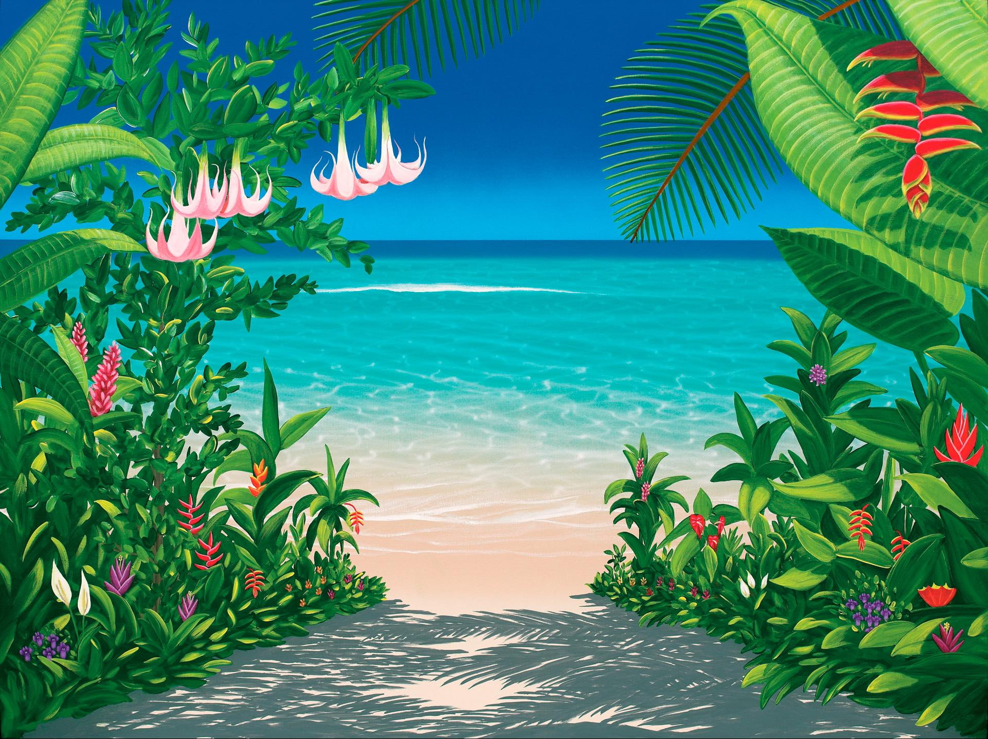 paradise, lovers, tropical, 1080P, walk, trail, beach, HD Wallpaper